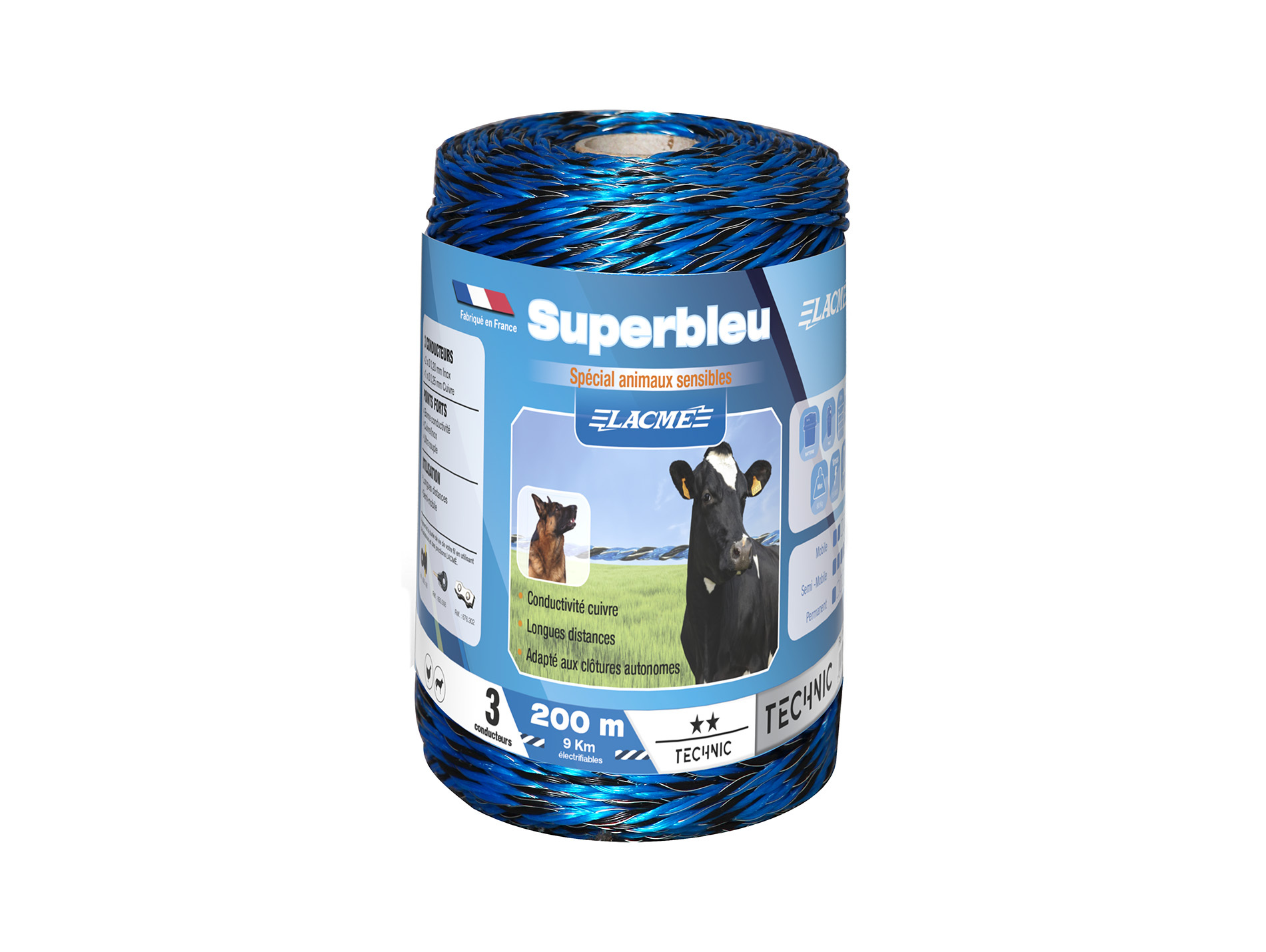 Fil LACME superbleu 3 conducteurs 200m