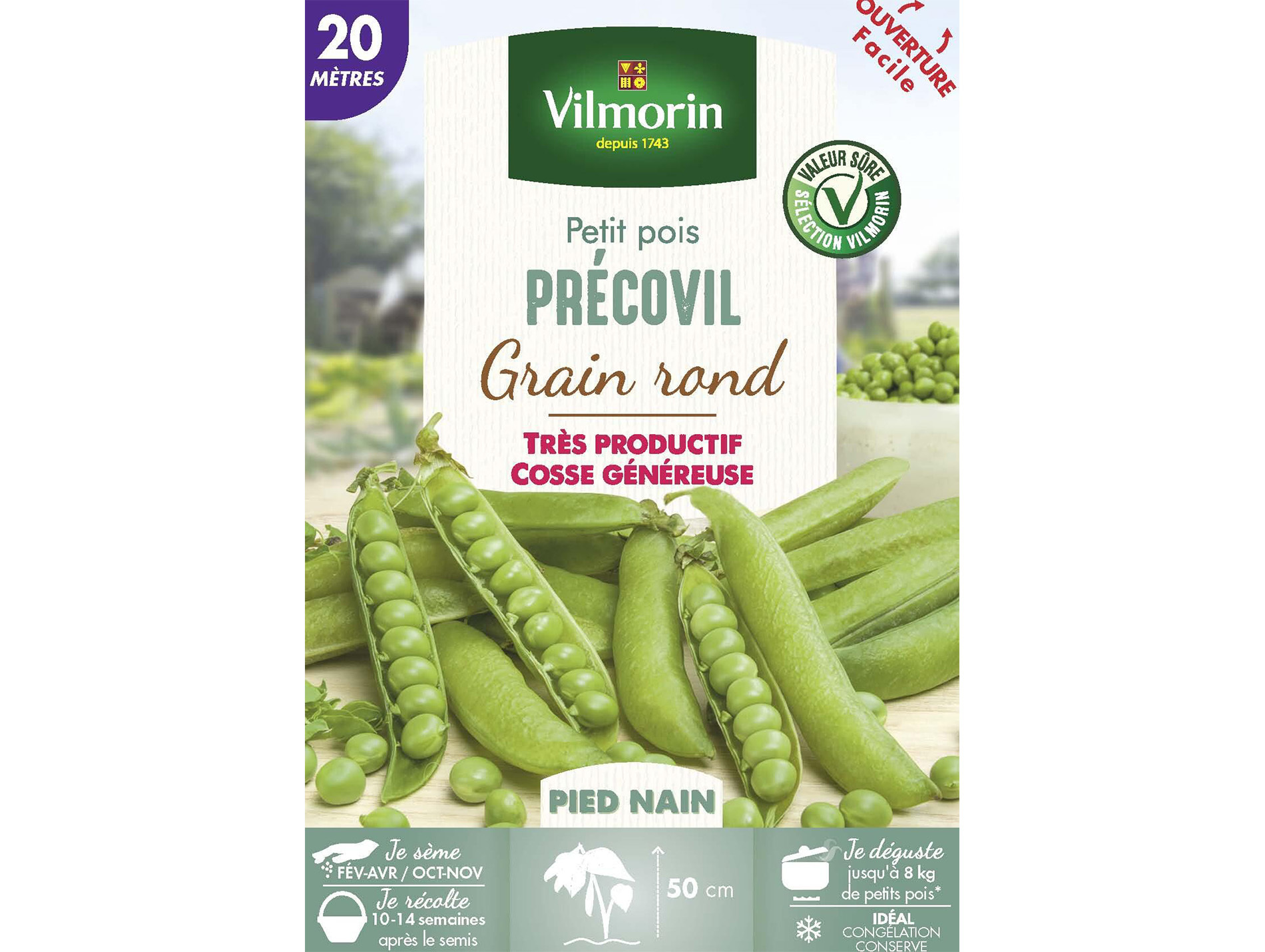 Pois nain à grain rond Précovil VILMORIN 20M