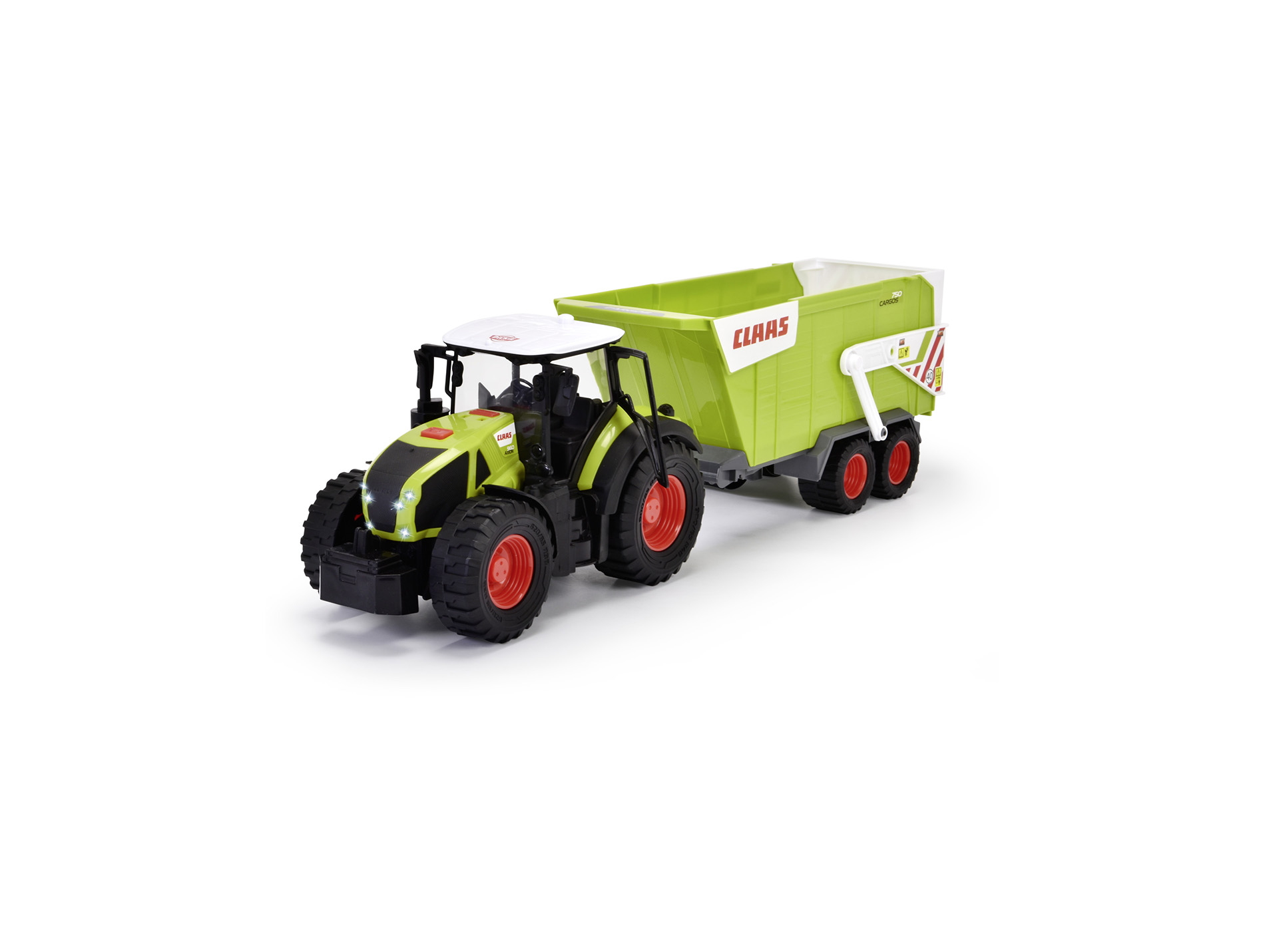 Tracteur Claas DICKIE avec remorque et effet sonore 64 cm