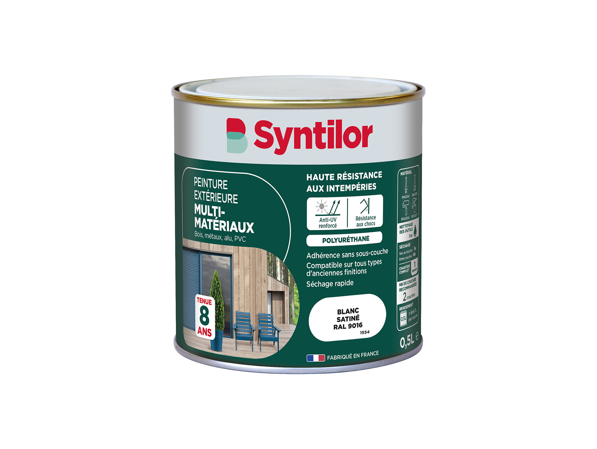 Peinture extérieure multi-matériaux SYNTILOR Blanc 500ml