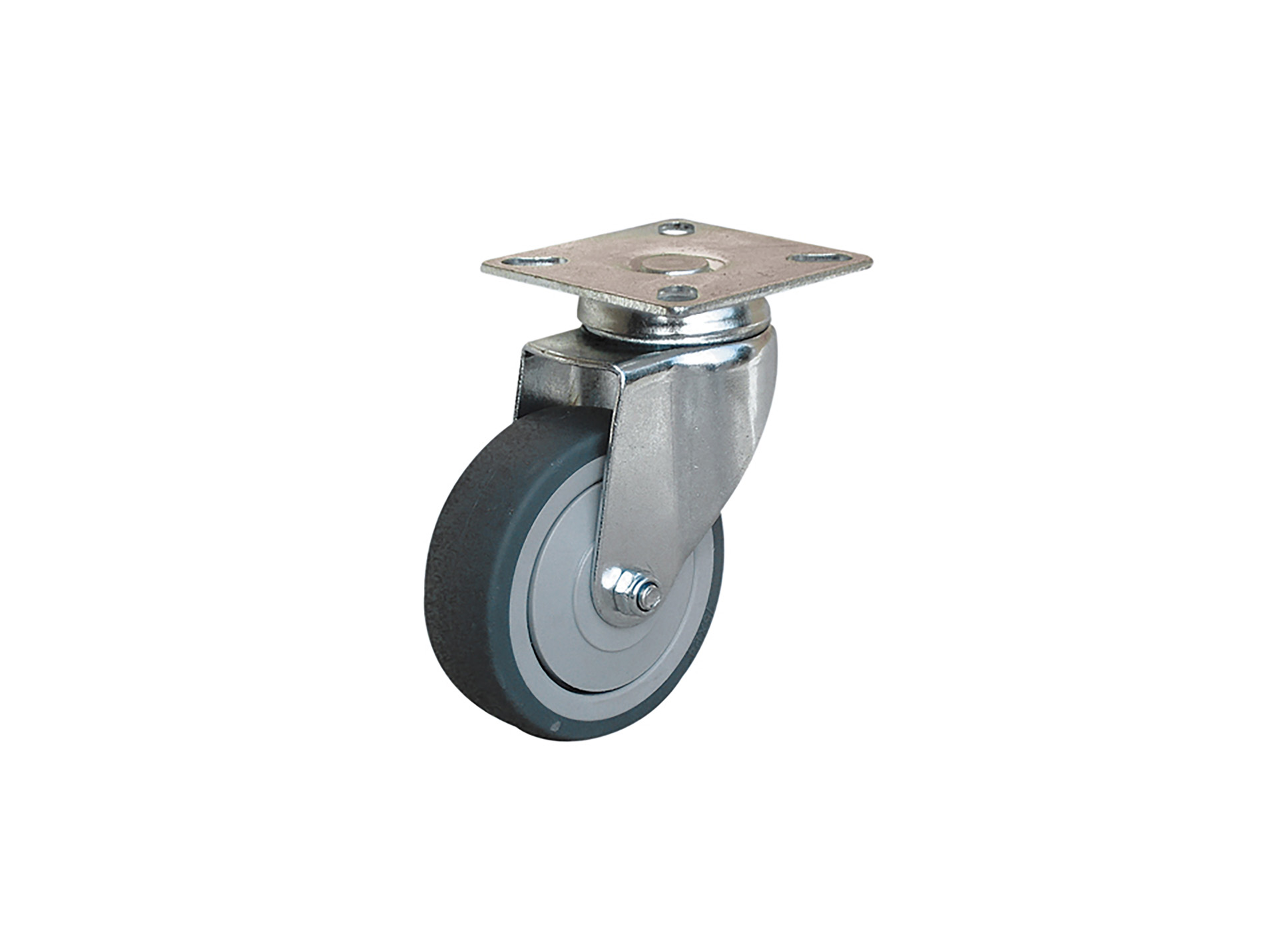 Roulette NORAIL pivotante caoutchouc gris 100mm 70kg