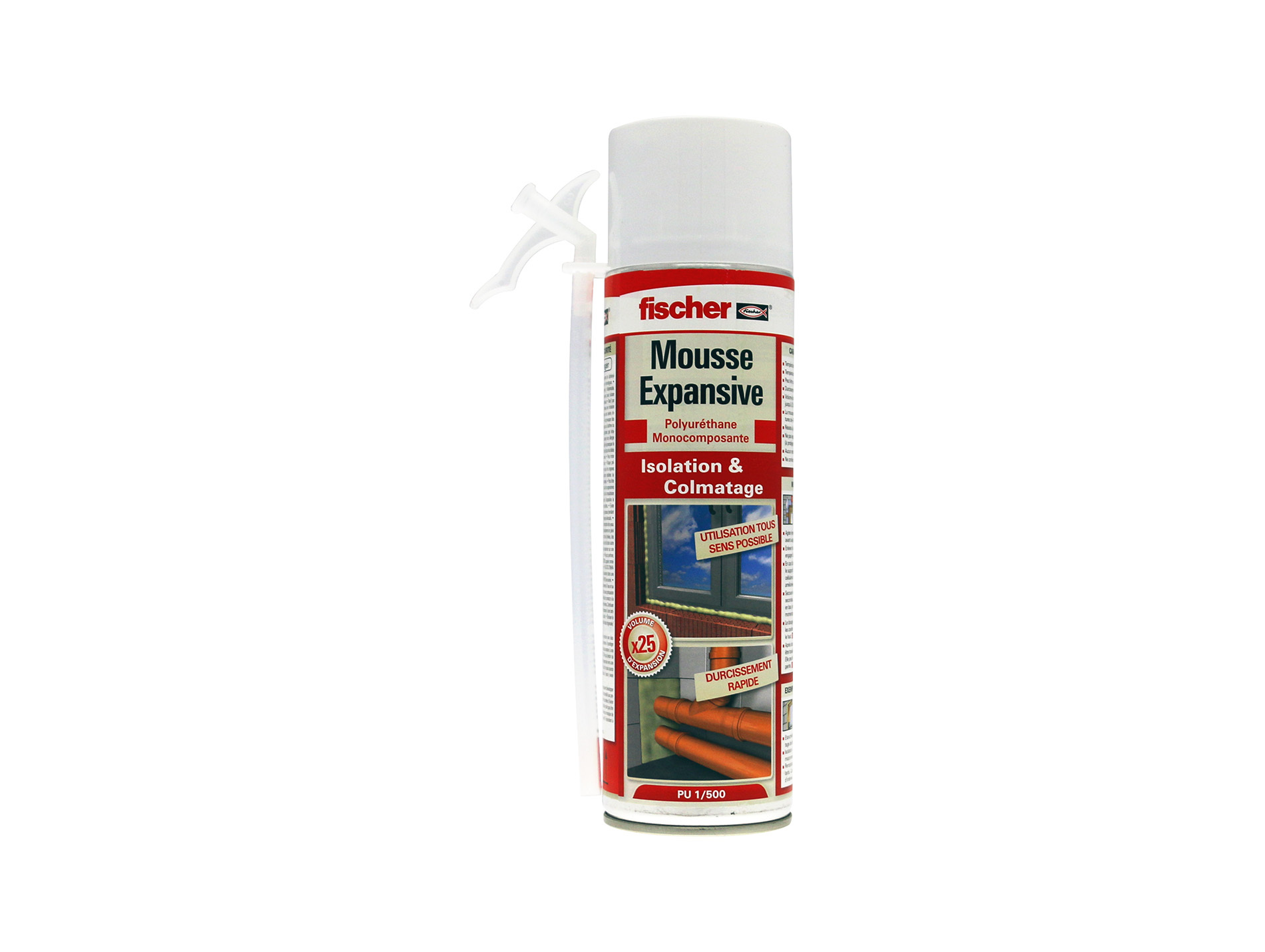 Mousse PU FISCHER tête en bas 500ml beige