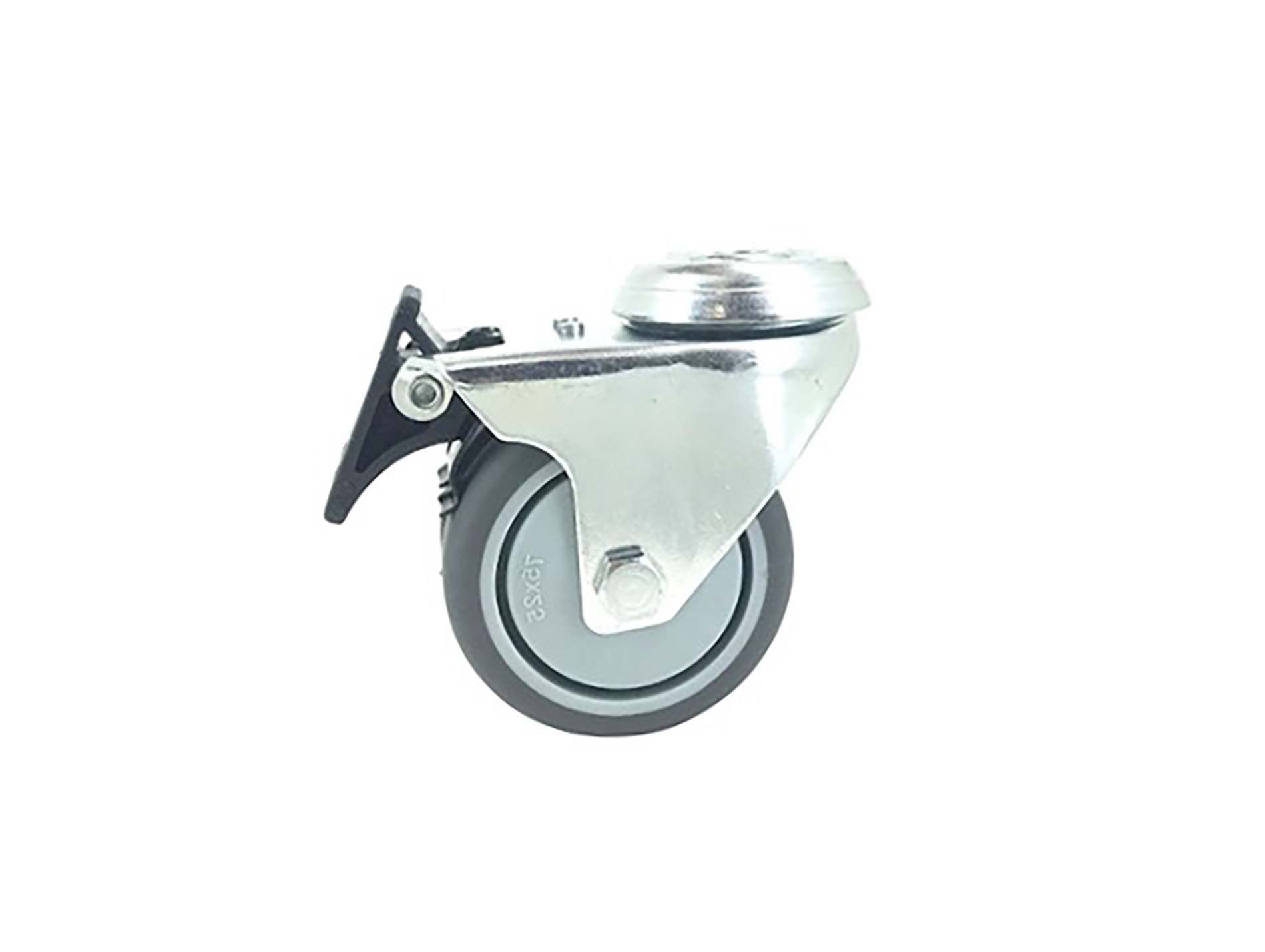Roulette CAUJOLLE à œil et frein double galet 75mm