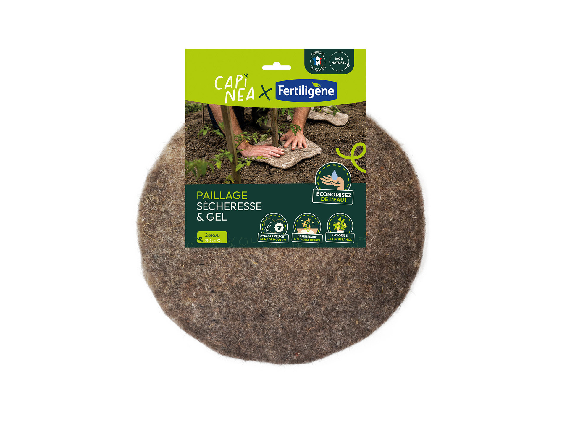 Toile de paillage FERTILIGENE Ø38,5cm cheveux laine