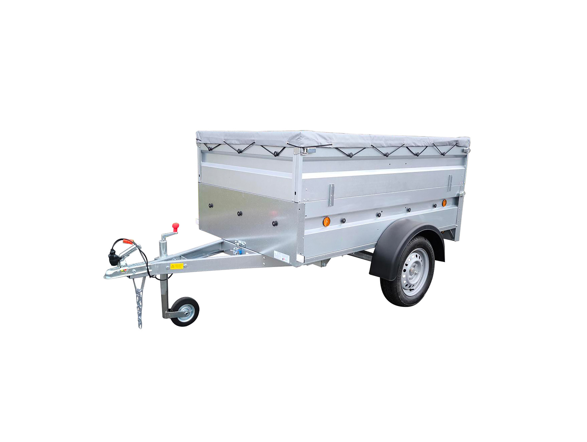 Remorque 1 essieu+bâches+réhausses L.2,00m 500kg