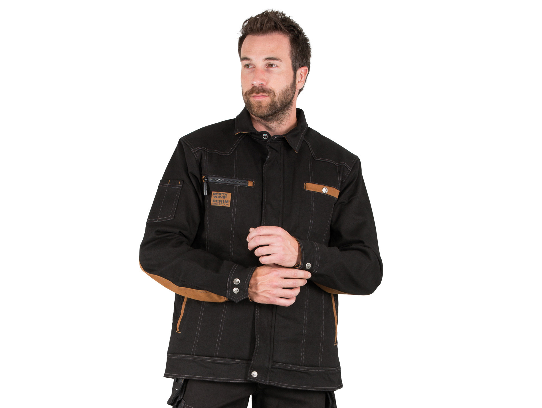 Blouson de travail NINE WORTHS Berger sherpa noir/camel