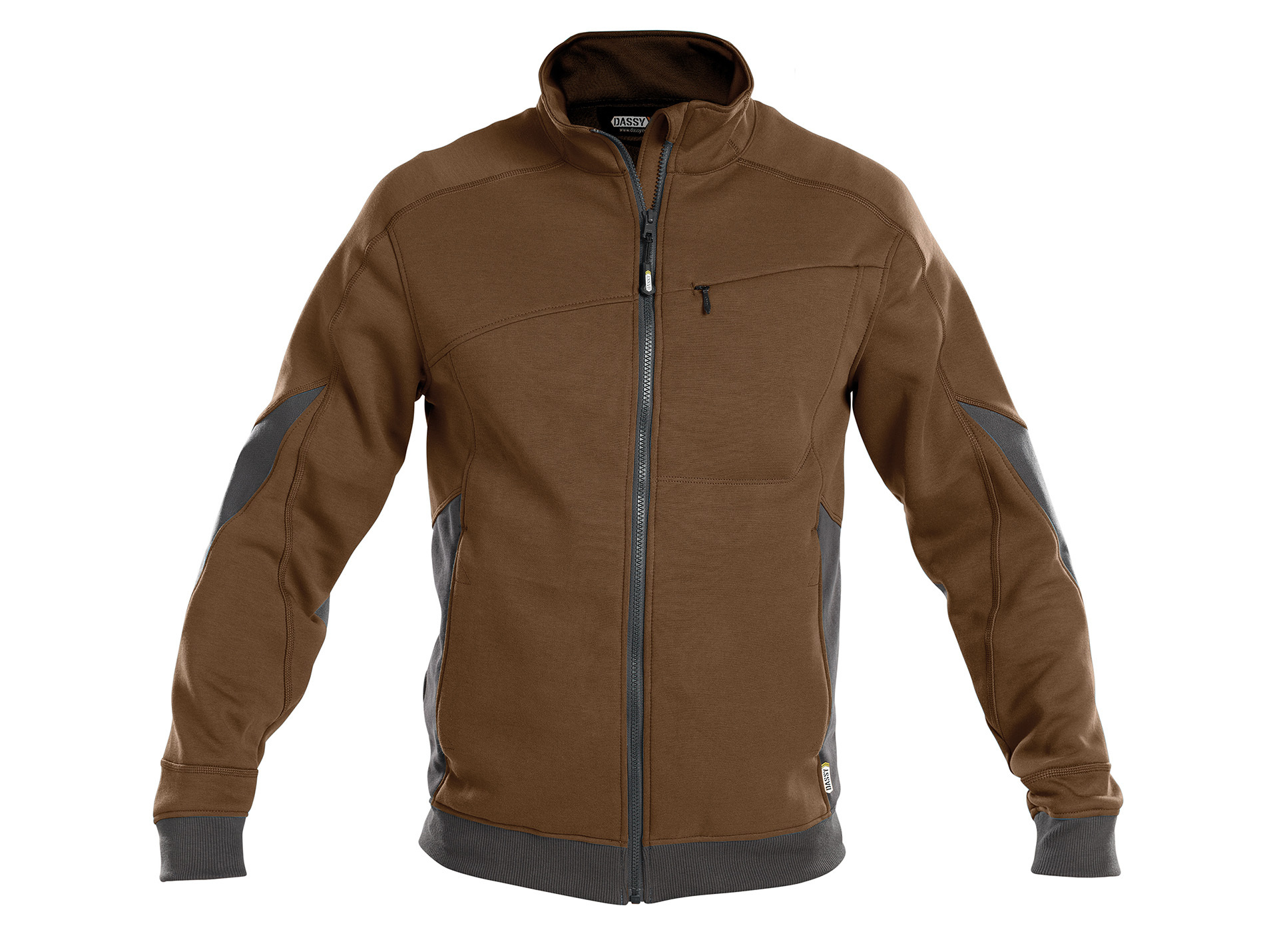 Sweat de travail DASSY Velox avec zip camel/gris