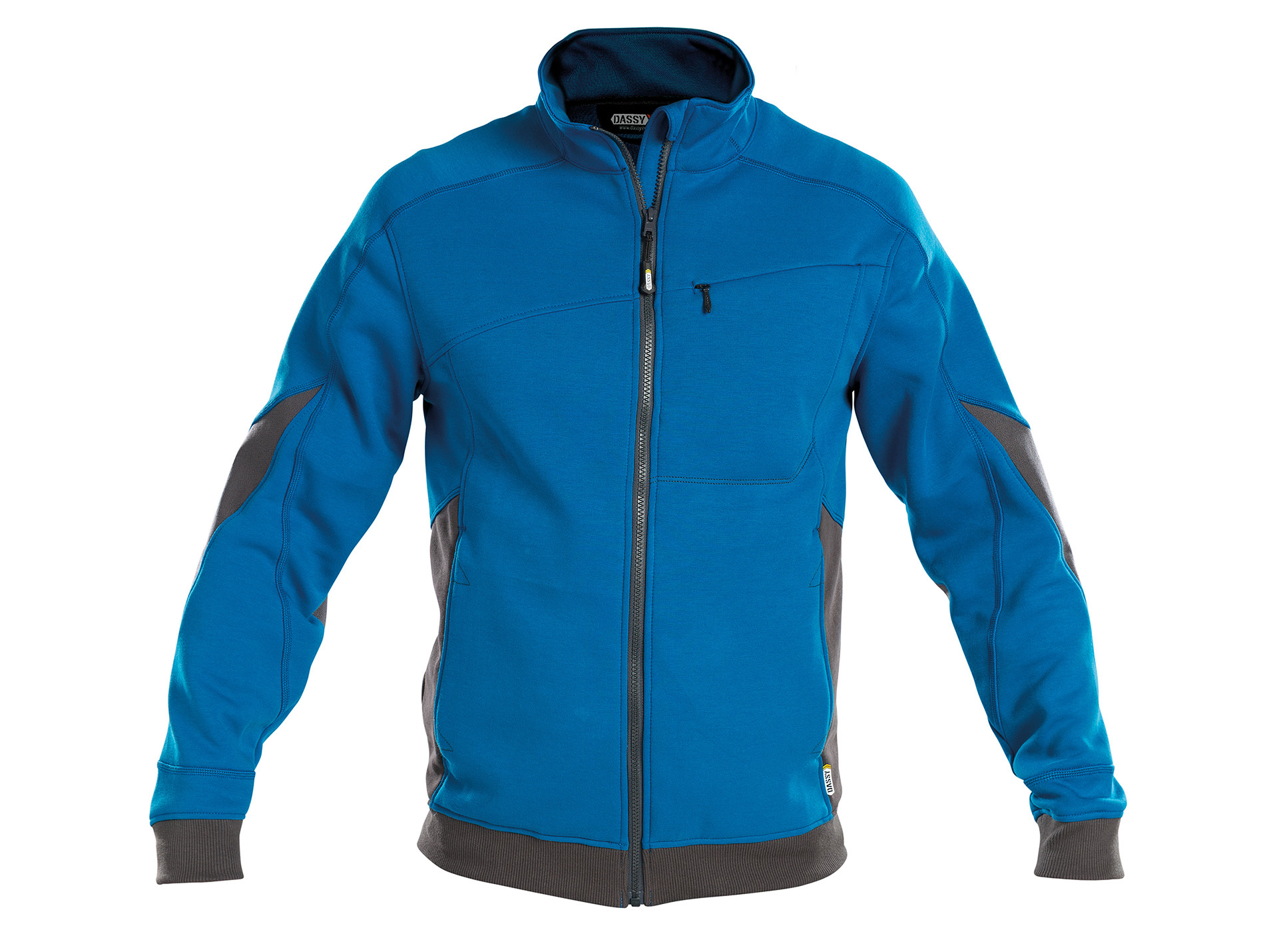 Sweat de travail DASSY Velox avec zip bleu/gris