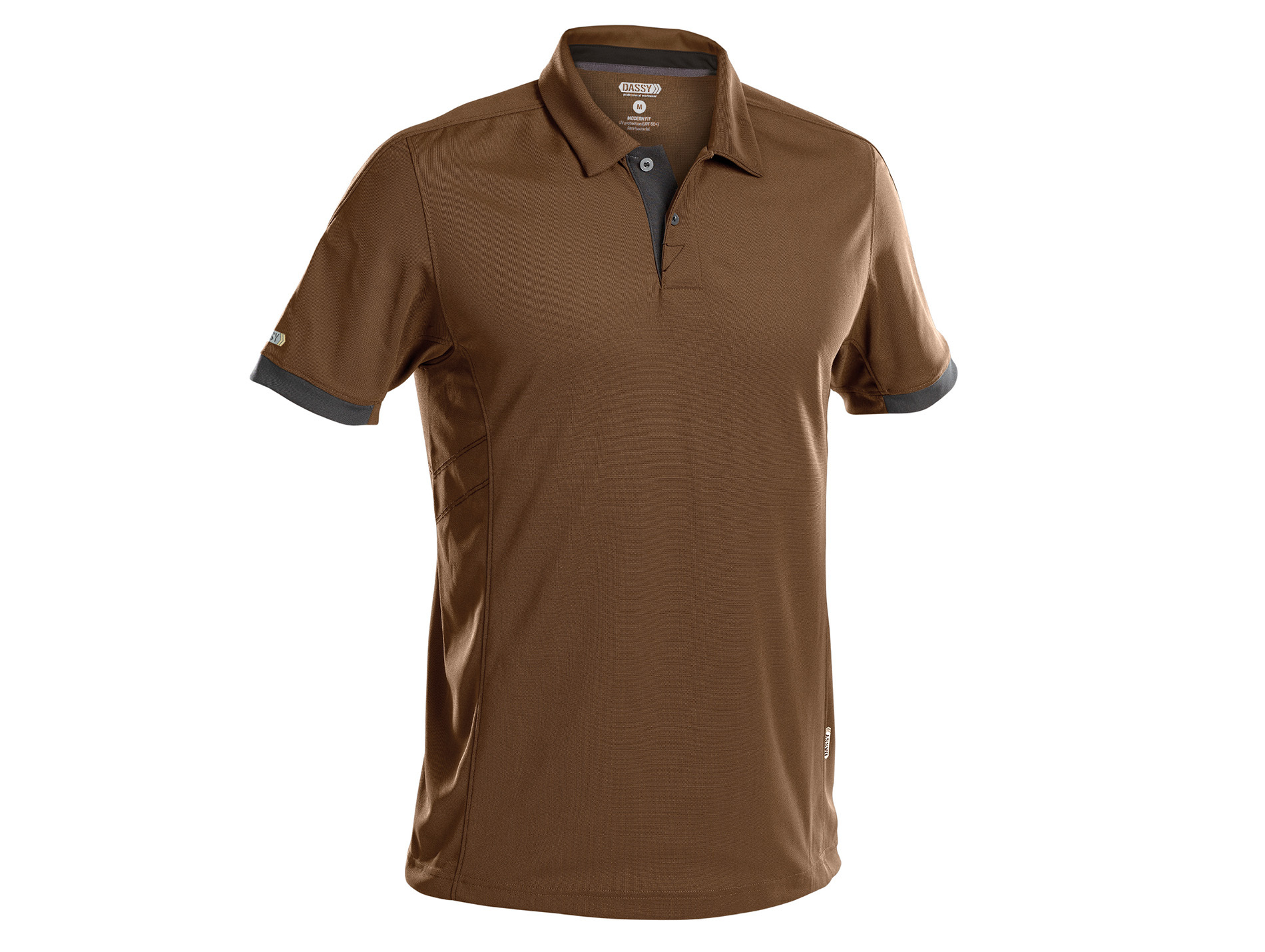 Polo de travail DASSY Traxion polyester camel/gris