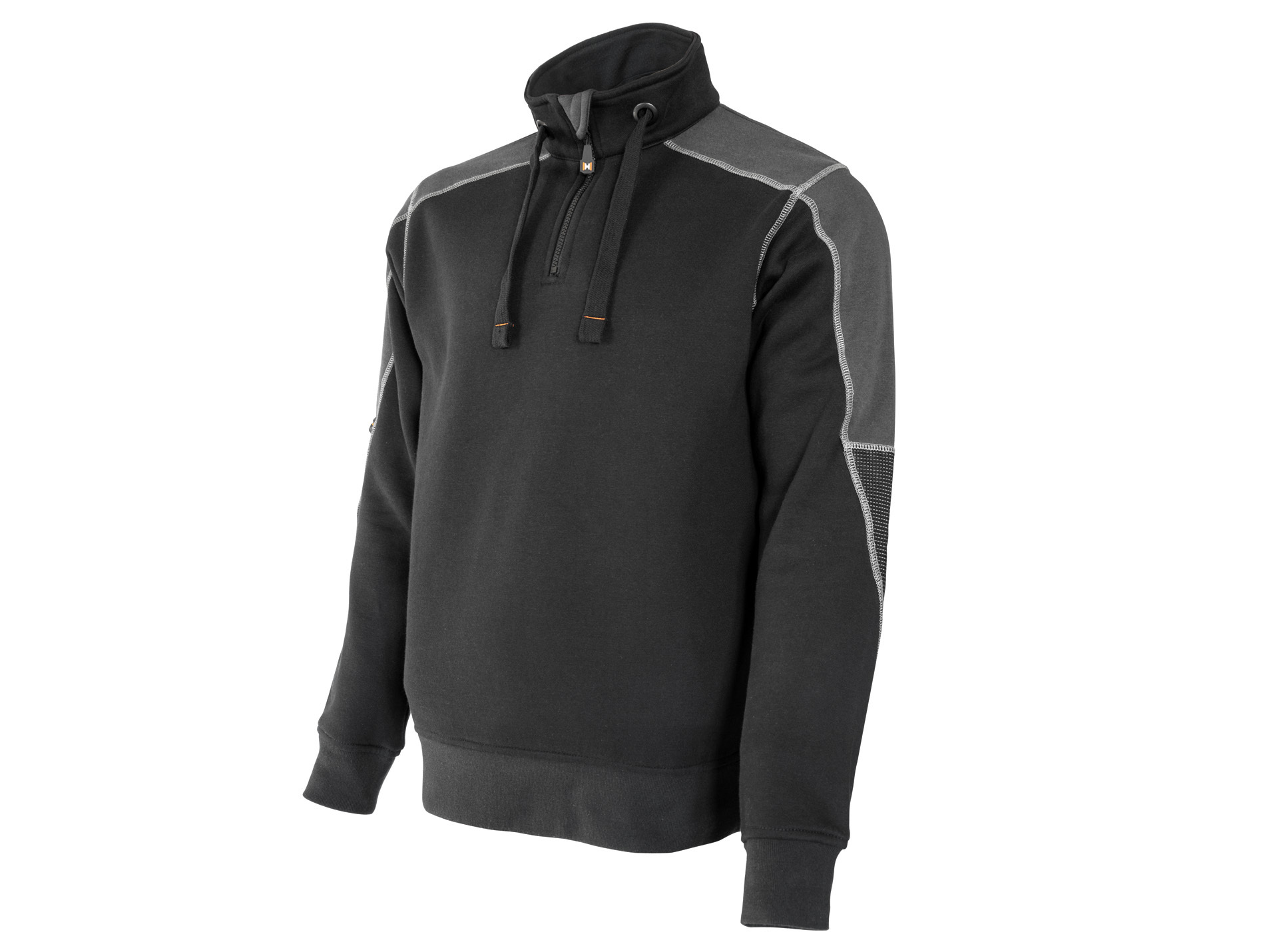 Sweat de travail HOSTEN Brut avec demi-zip noir/gris