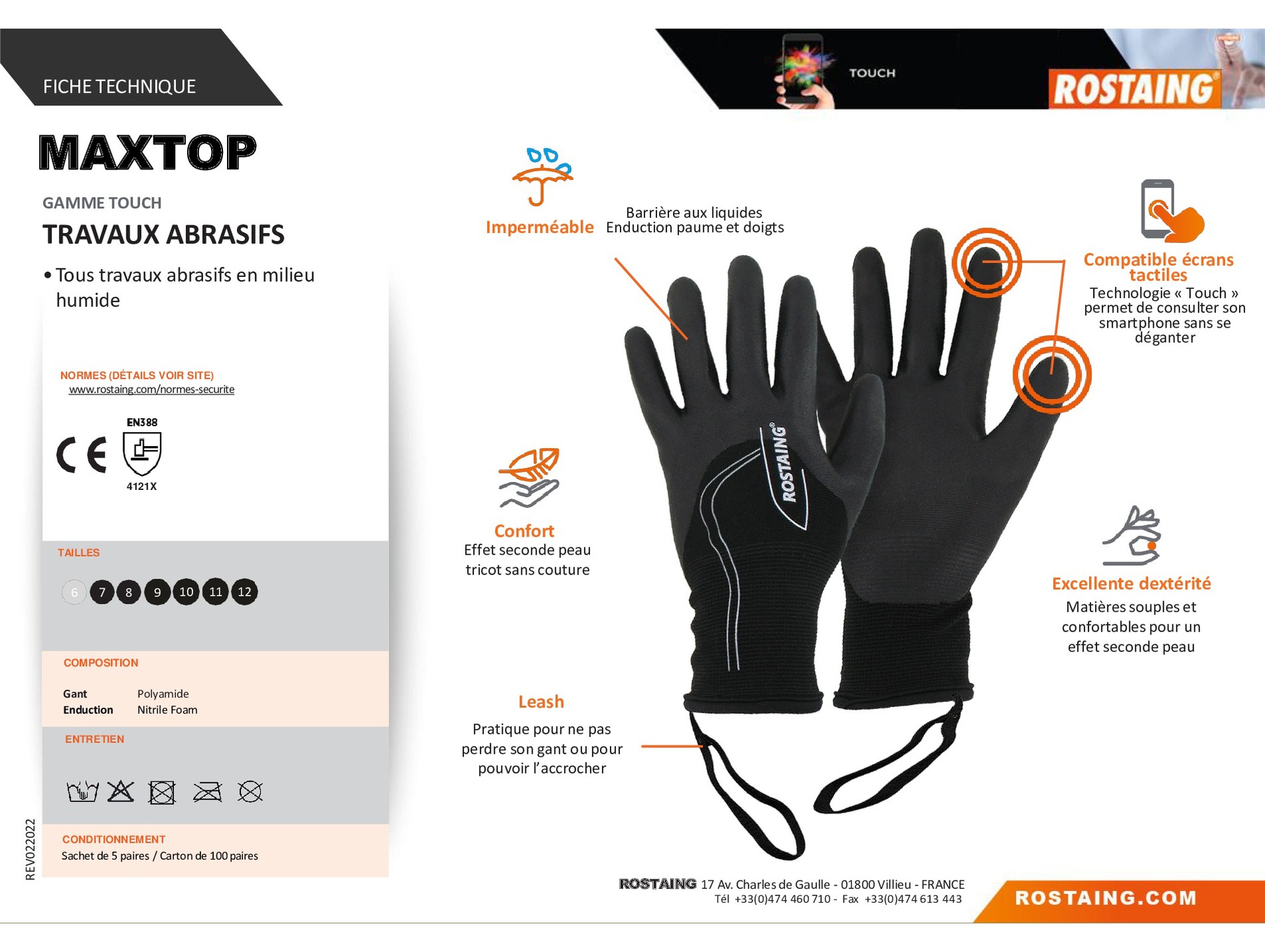 Gants ROSTAING Maxtop abrasif/manutention noir