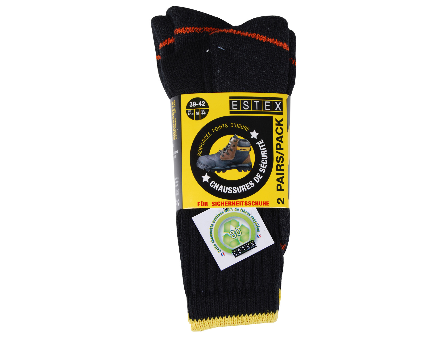 Chaussettes ESTEX Work Socks coton/poly x2