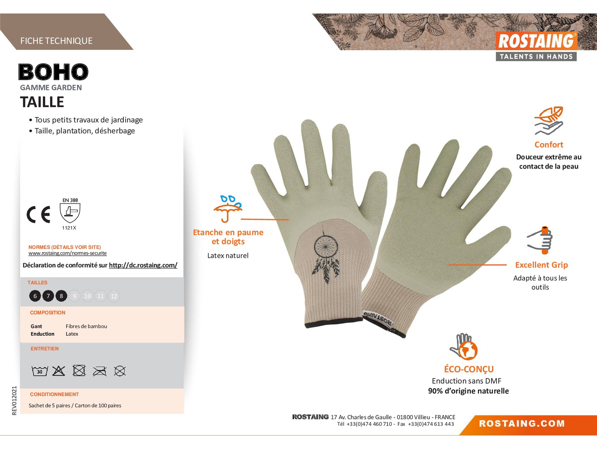 Gants ROSTAING Boho petits jardinage latex femme beige