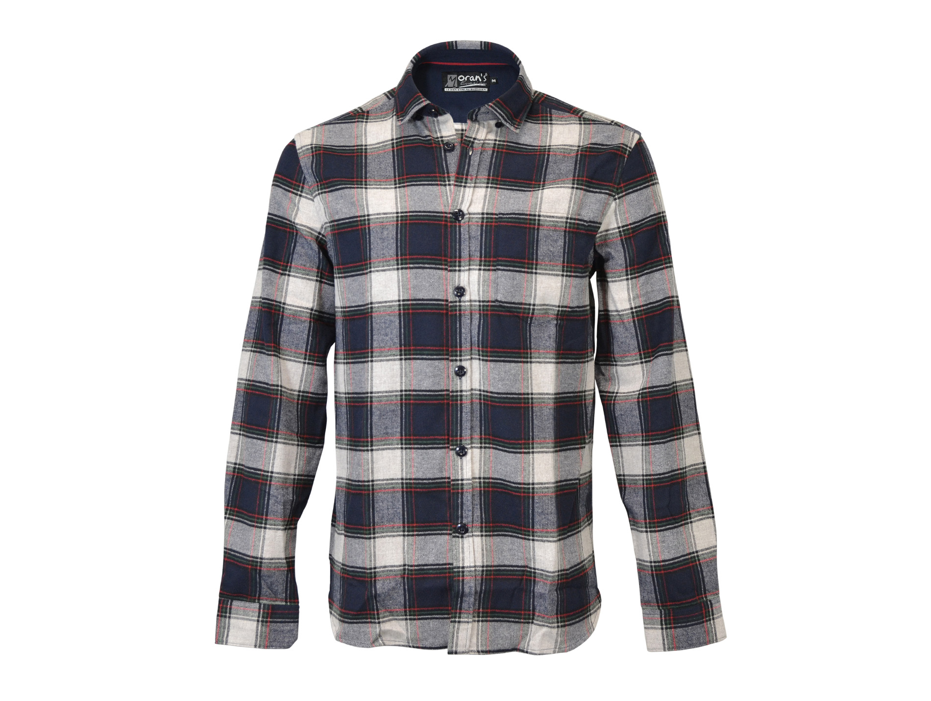 Chemise MORANS Border coton recyclé marine écossais