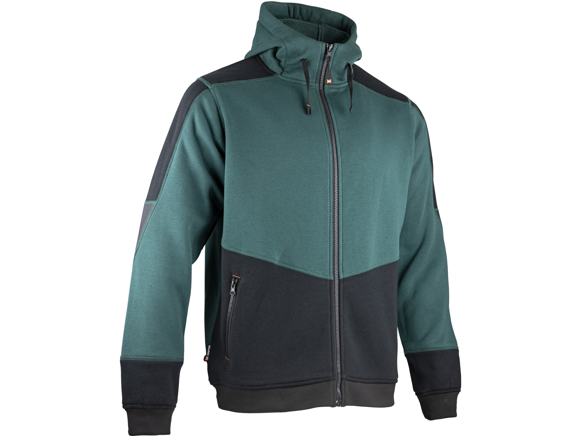 Sweat de travail HOSTEN Ecorce avec zip vert/noir