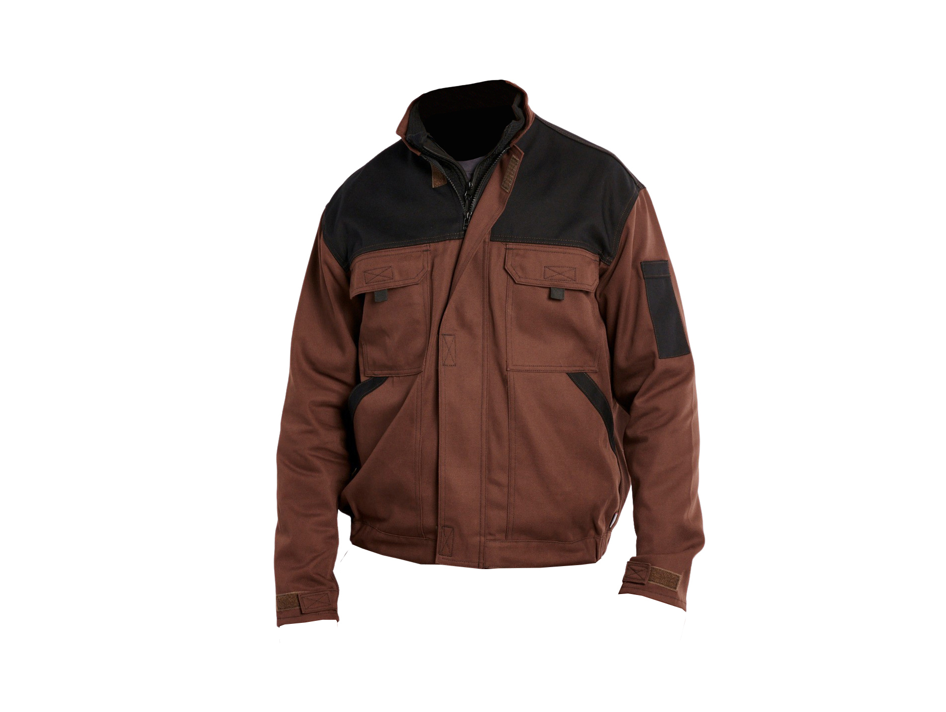 Blouson de travail PBV Dennis coton/poly chocolat/noir