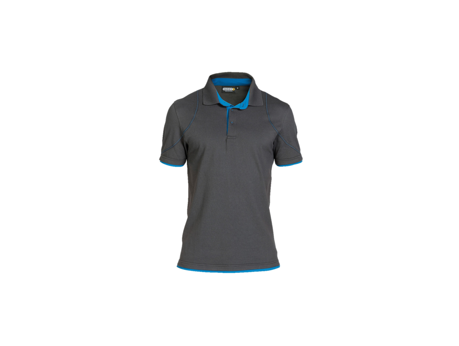 Polo de travail DASSY Orbital coton/élasthanne gris/bleu