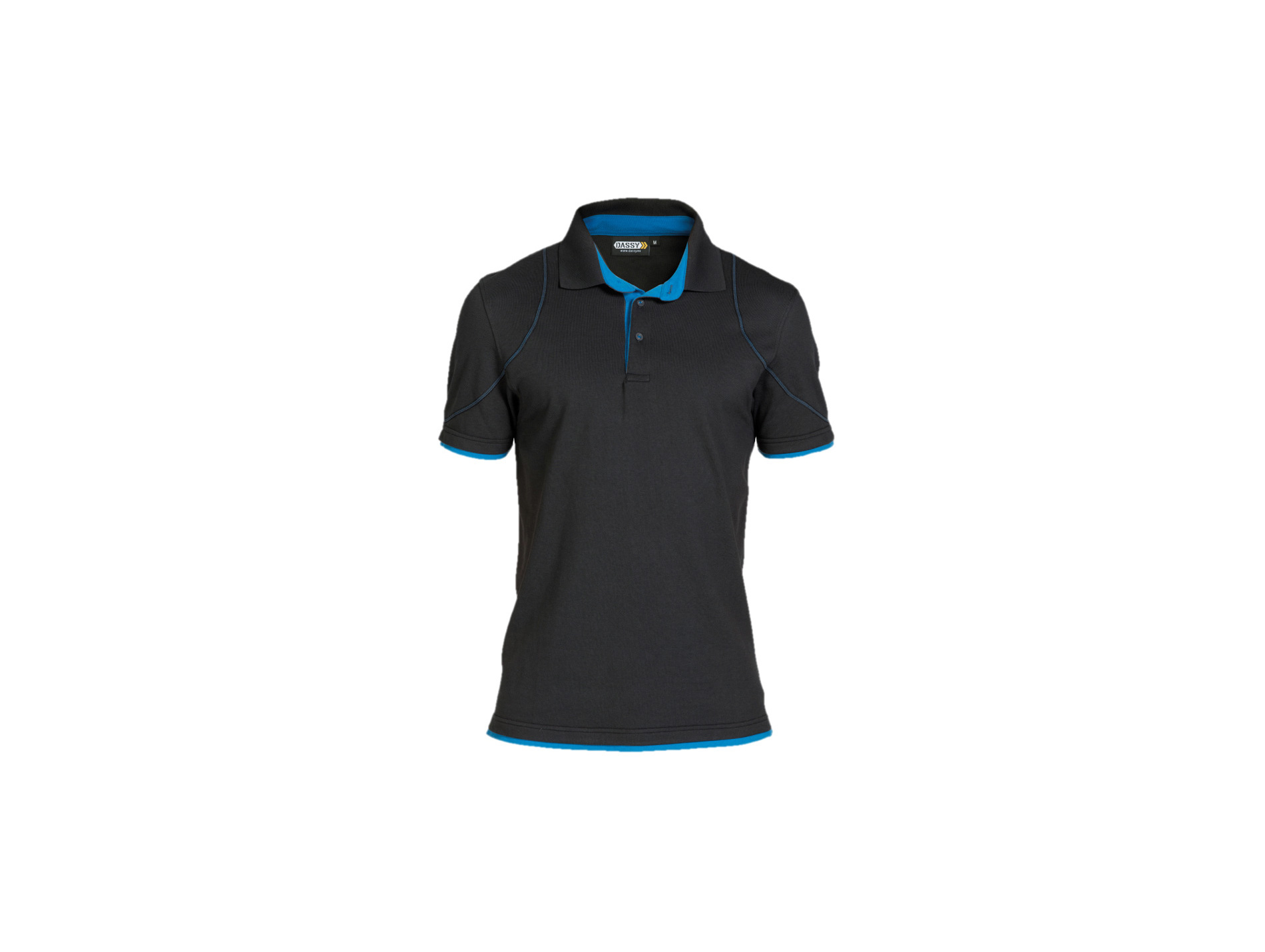 Polo de travail DASSY Orbital coton/élasthanne noir/bleu