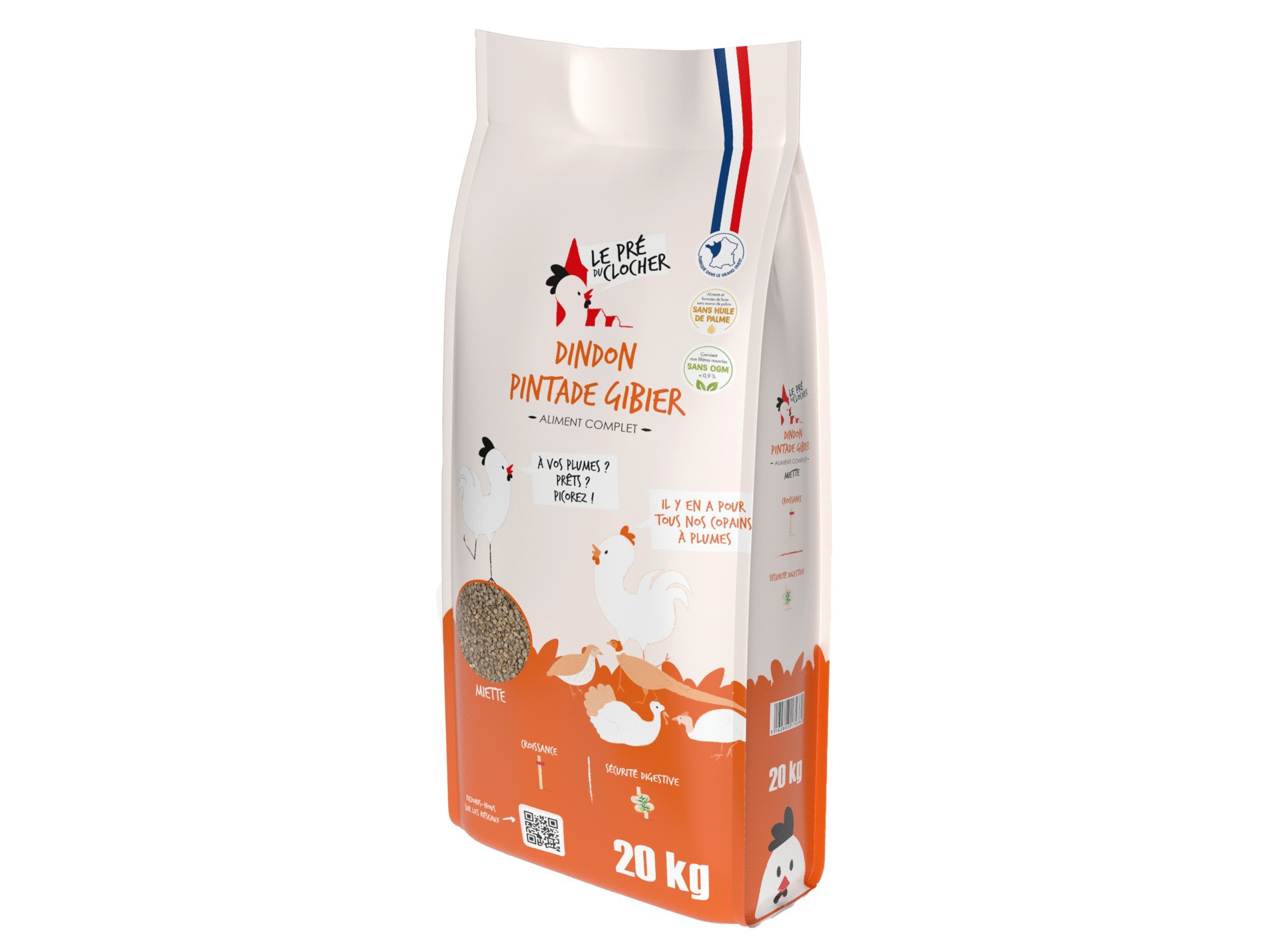 Aliment complet miette LE PRE DU CLOCHER Dindon pintade gibier 20kg