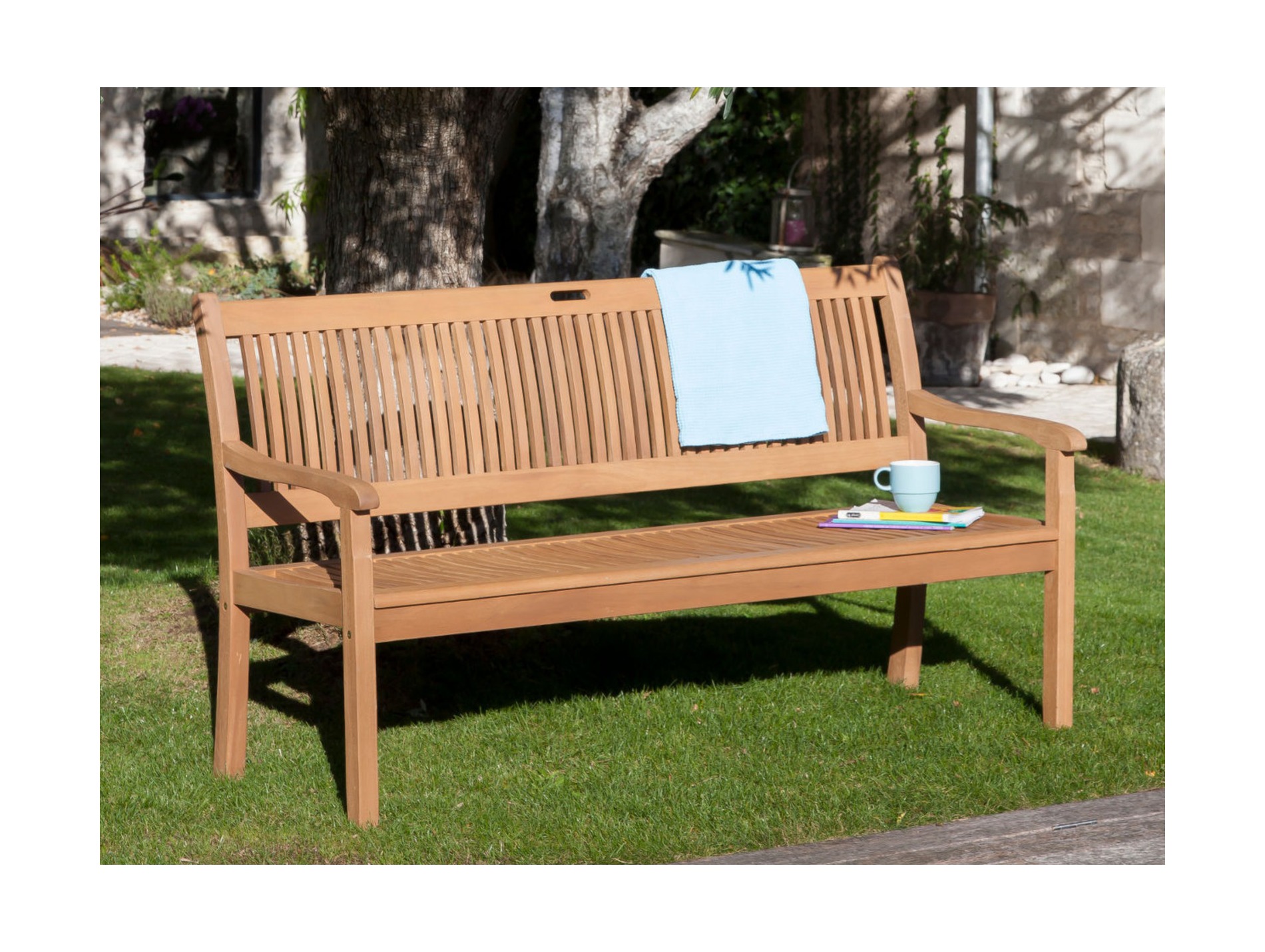 Banc de jardin bois acacia 3 places Amadeo