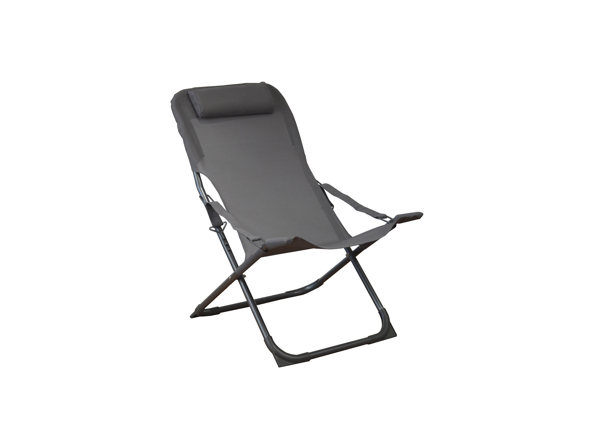 Fauteuil relax pliant acier toile Easy graphite gris