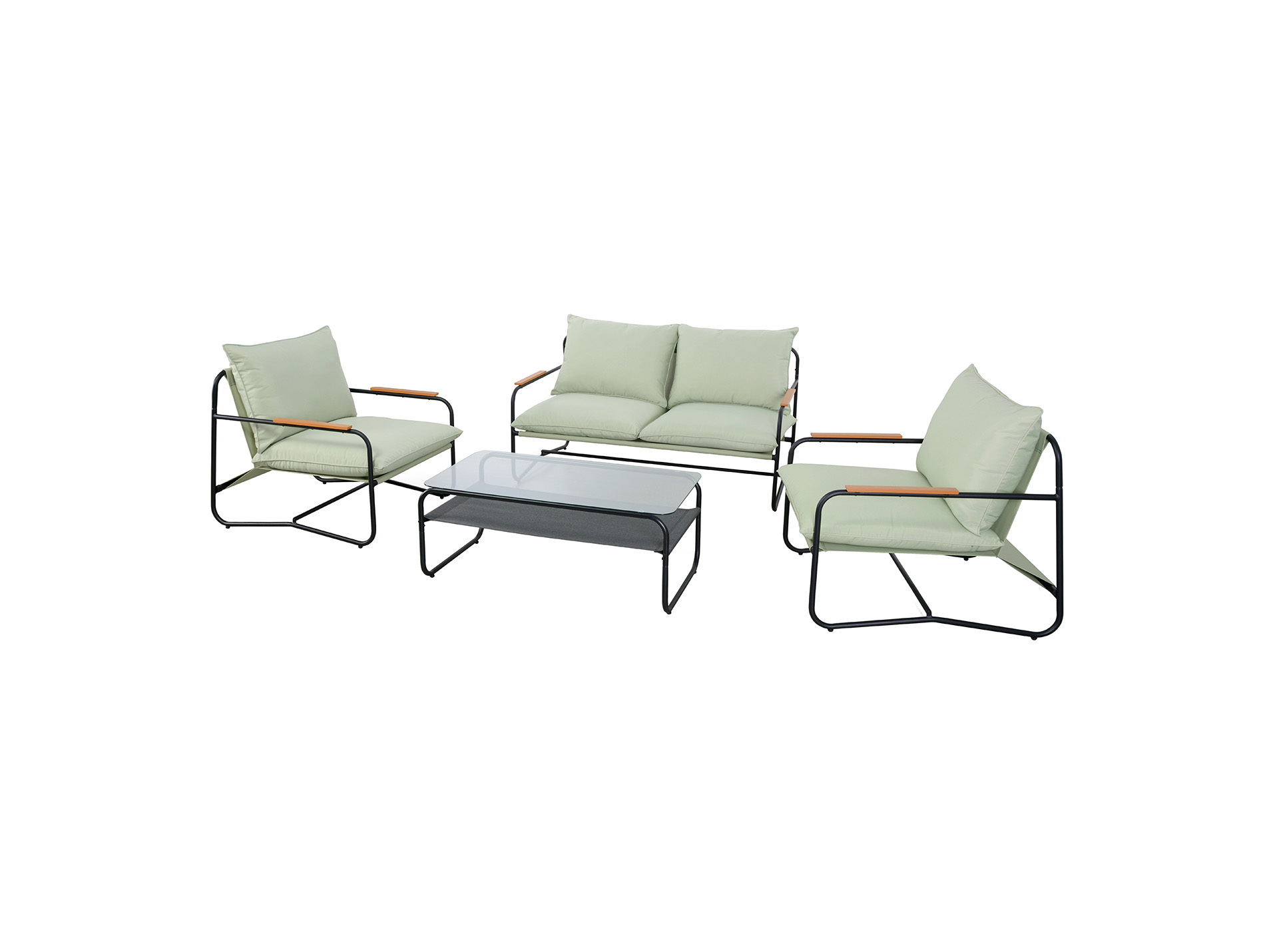 Salon de jardin bas acier avec coussins Xeres graphite