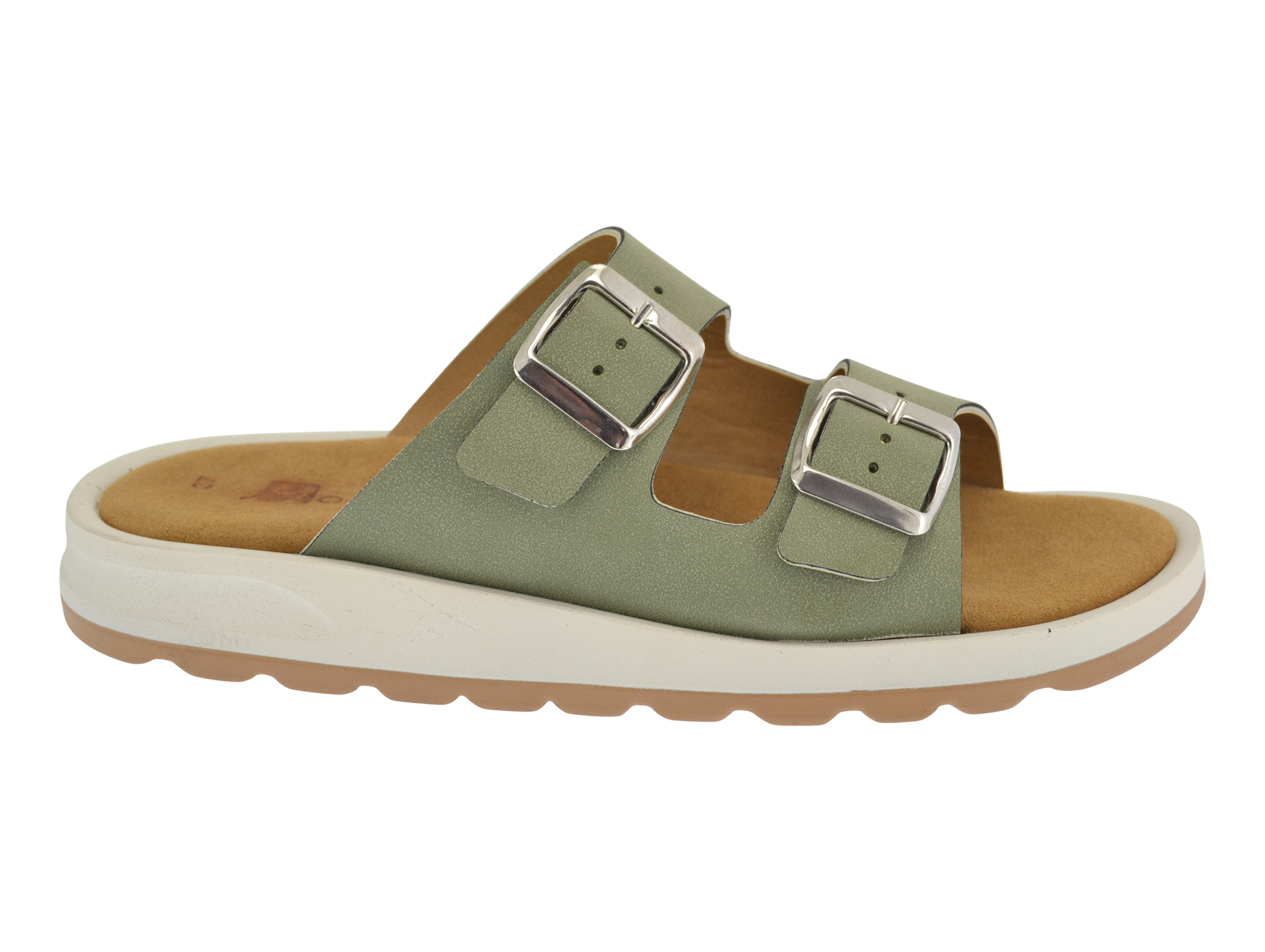 Pantoufles MORAN'S Pamie 2 boucles cuir olive