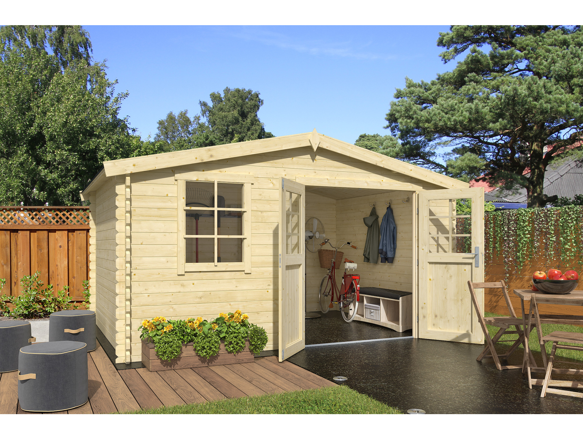 Abri jardin bois LASITA amely brut 34mm 12,16m²