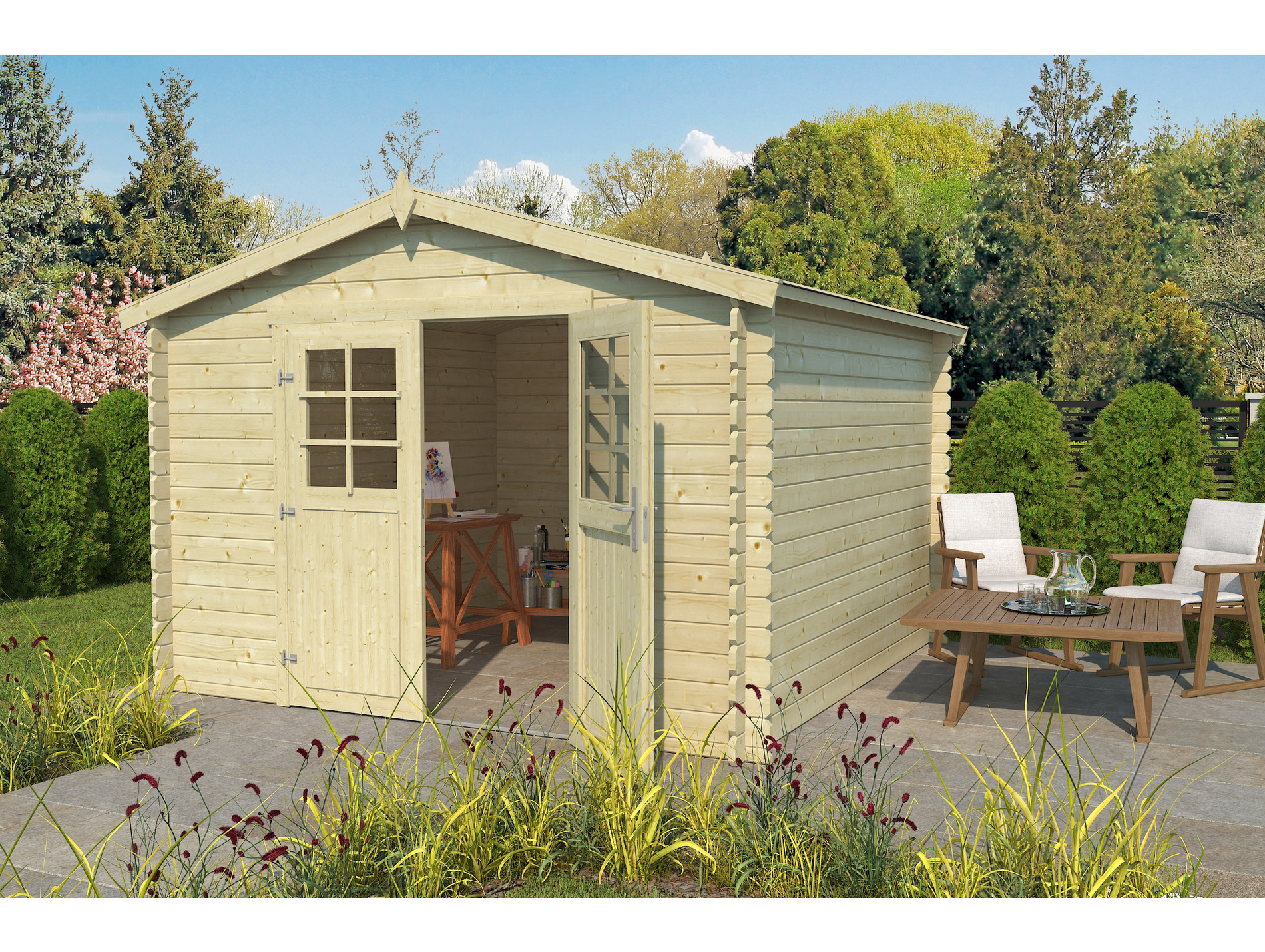 Abri jardin bois LASITA aurely brut 28mm 9,93m²