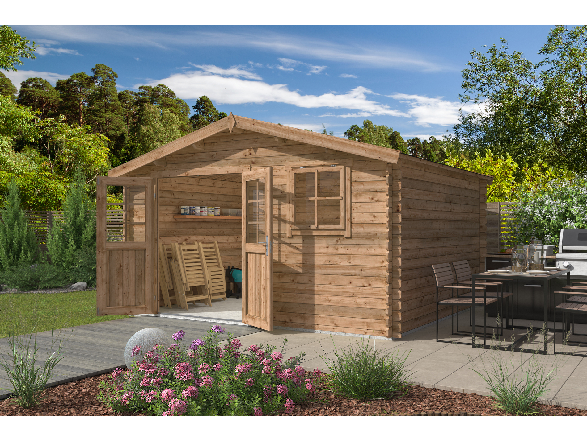 Abri jardin bois LASITA elma autoclave 28mm 15,37m²