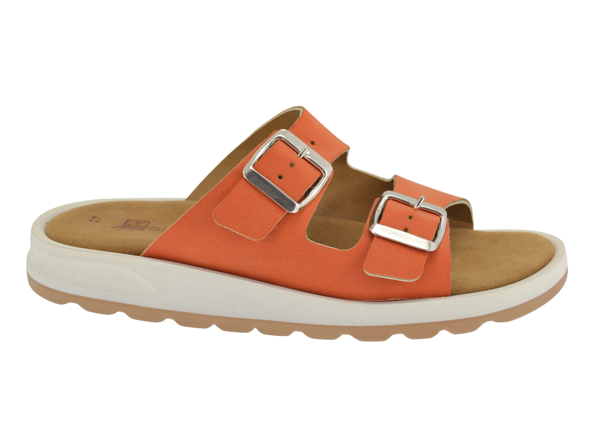 Pantoufles MORAN'S Pamie 2 boucles cuir orange