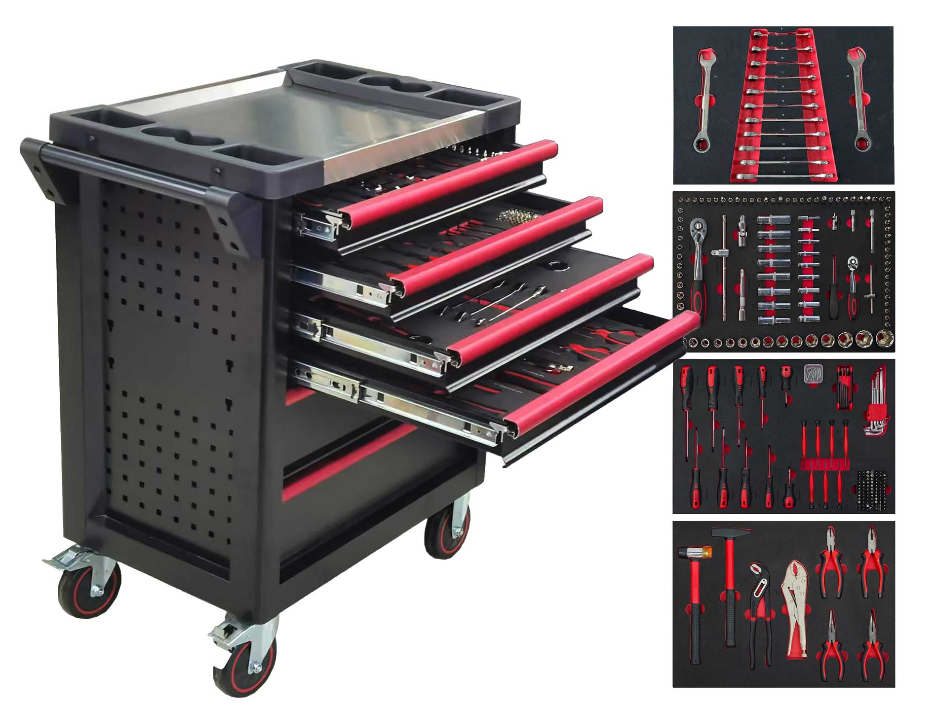 Servante DEFPRO 6 tiroirs 284 outils 77x46x87cm