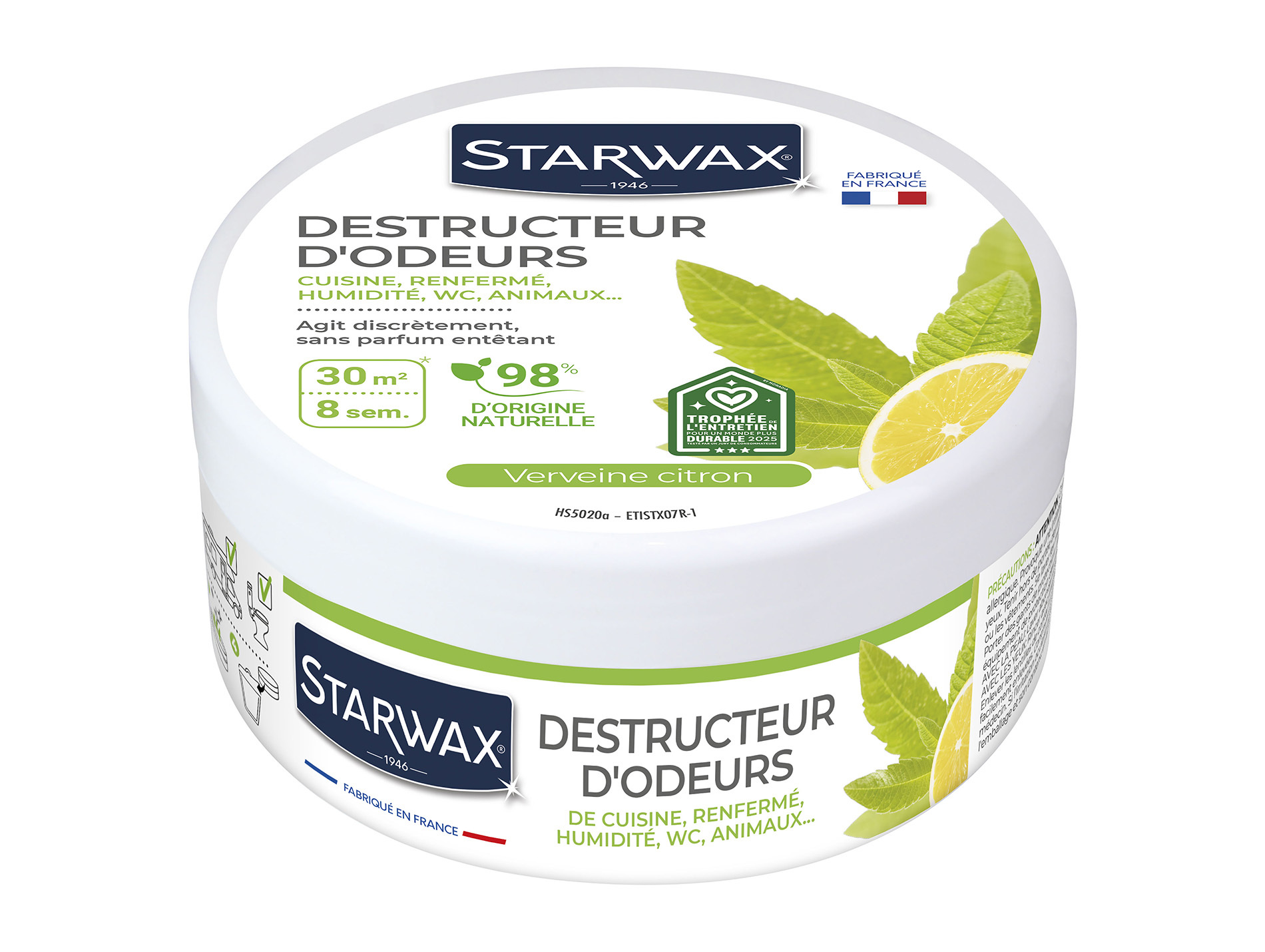Destructeur d?odeurs STARWAX verveine citronnée 360gr