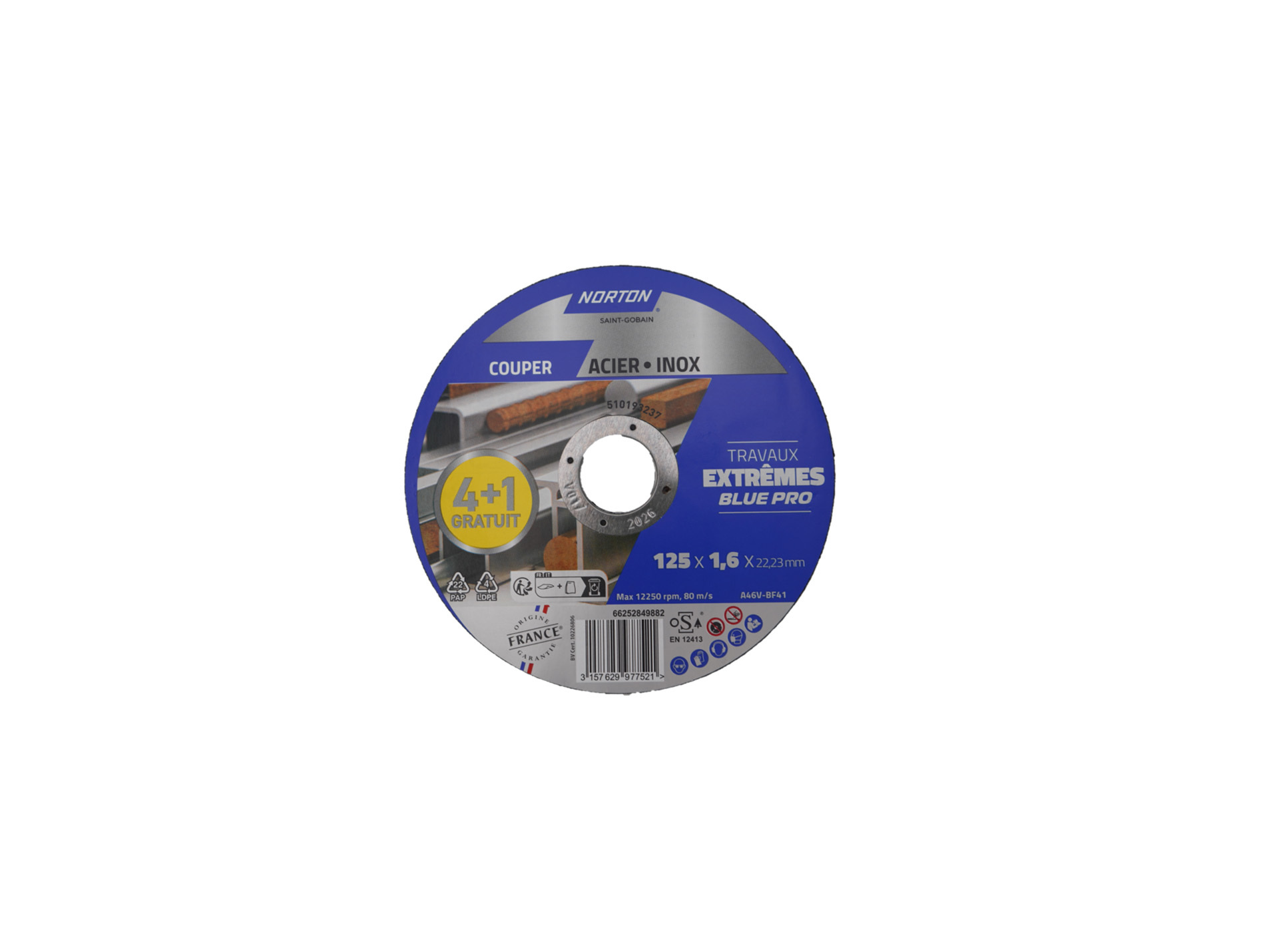 Disque à tronçonner métal extrême NORTON Ø125mm 4+1