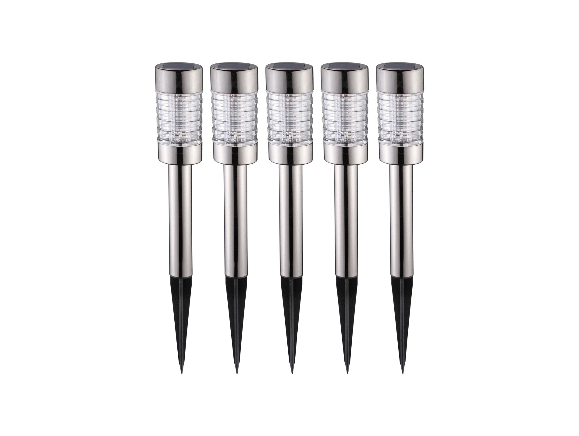 Lot de 5 bornes solaires ARLUX Firefly inox avec détecteur