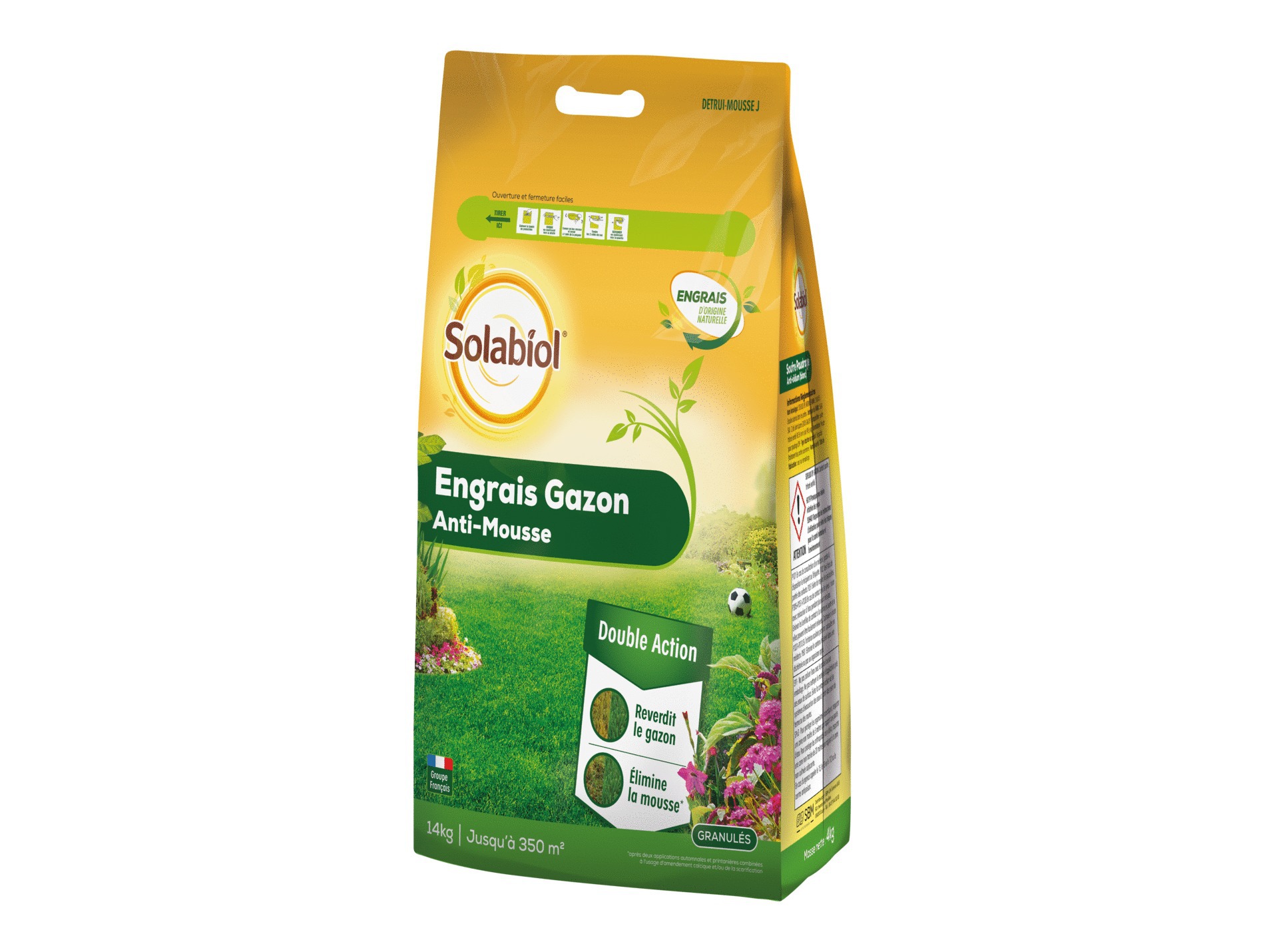 Engrais gazon anti-mousse SOLABIOL 14 kg