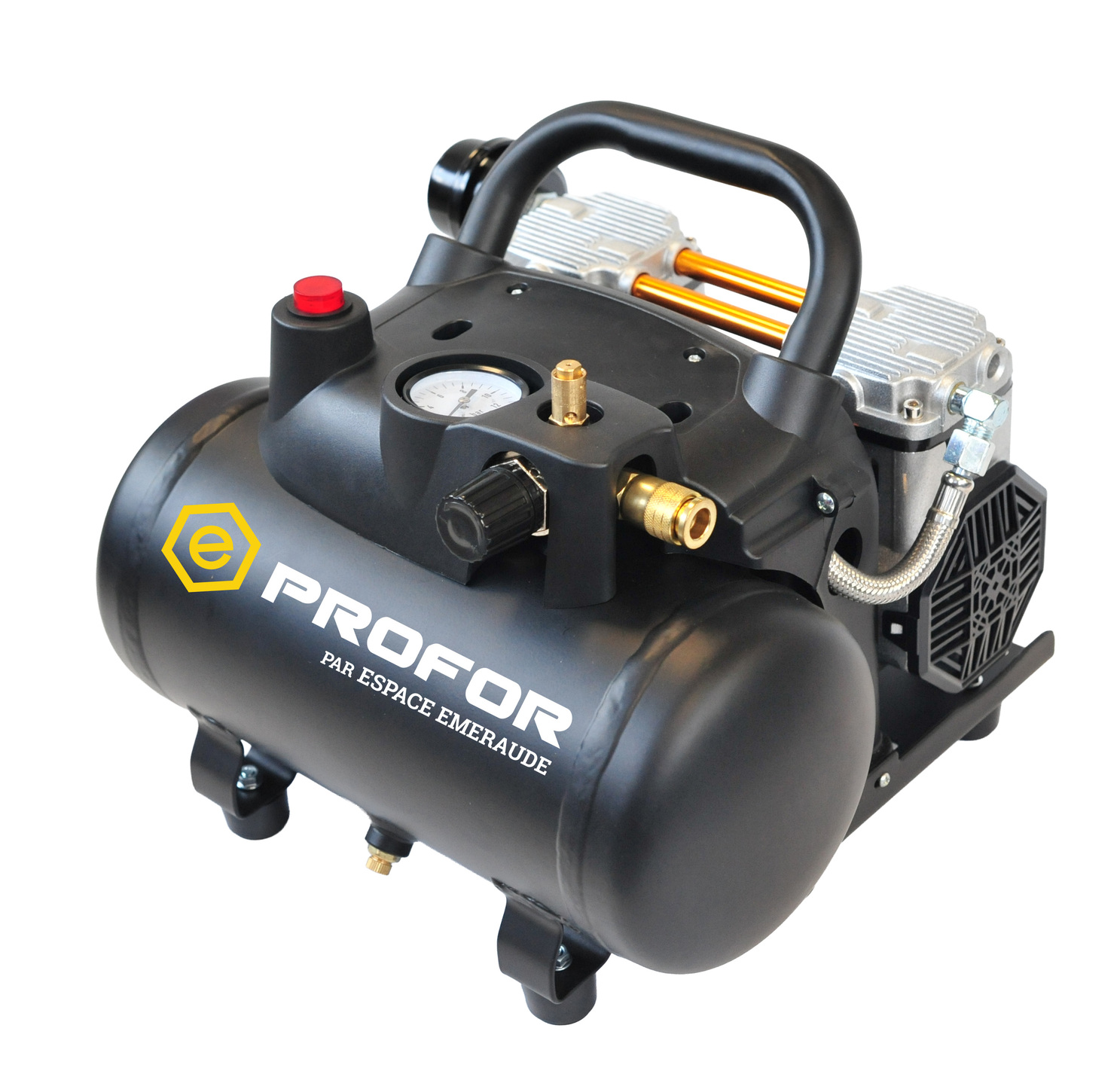 Compresseur électrique PROFOR 6L 8bar + tuyau et soufflette