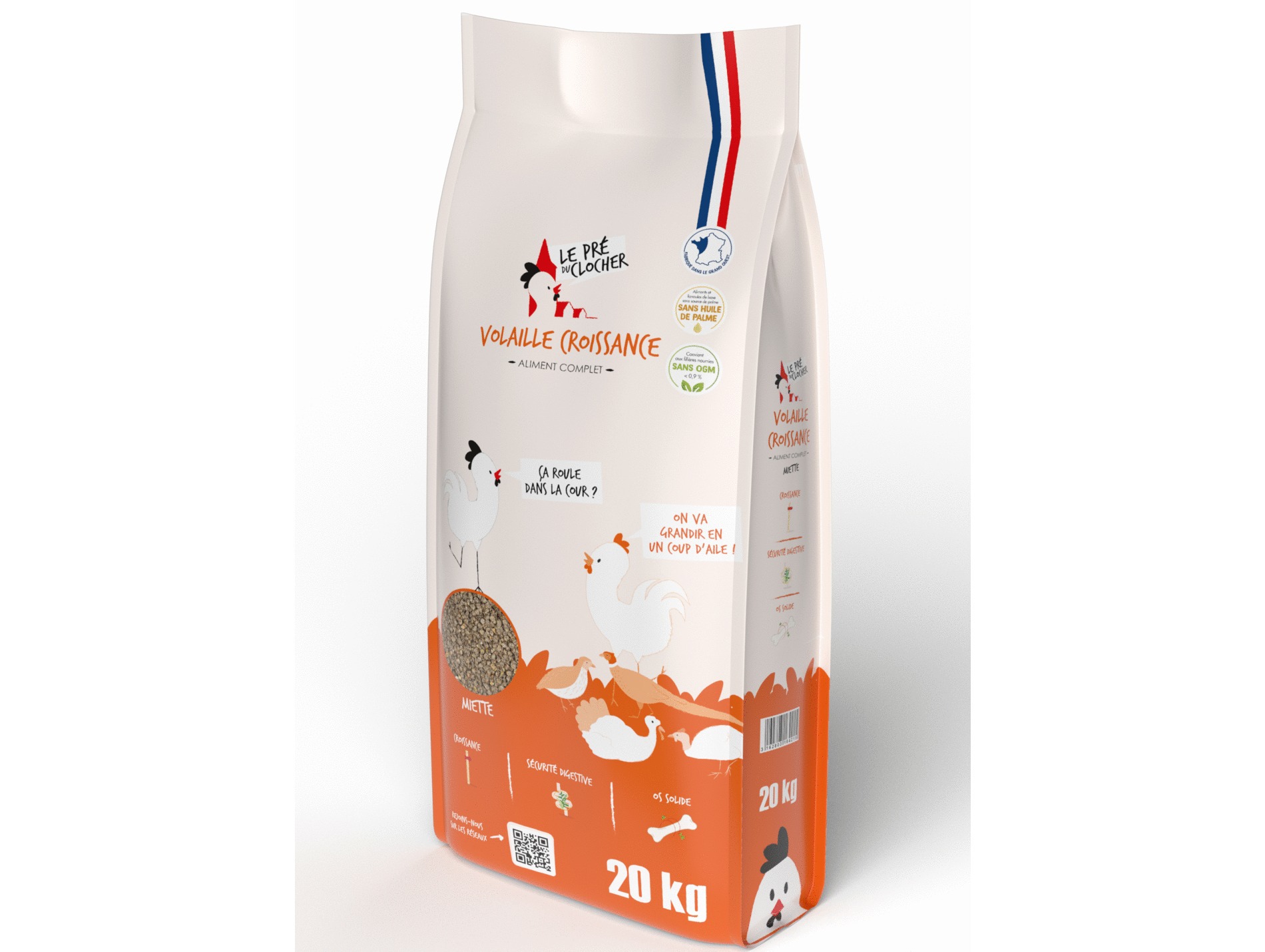 Aliment complet miette LE PRE DU CLOCHER Volaille croissance 20kg