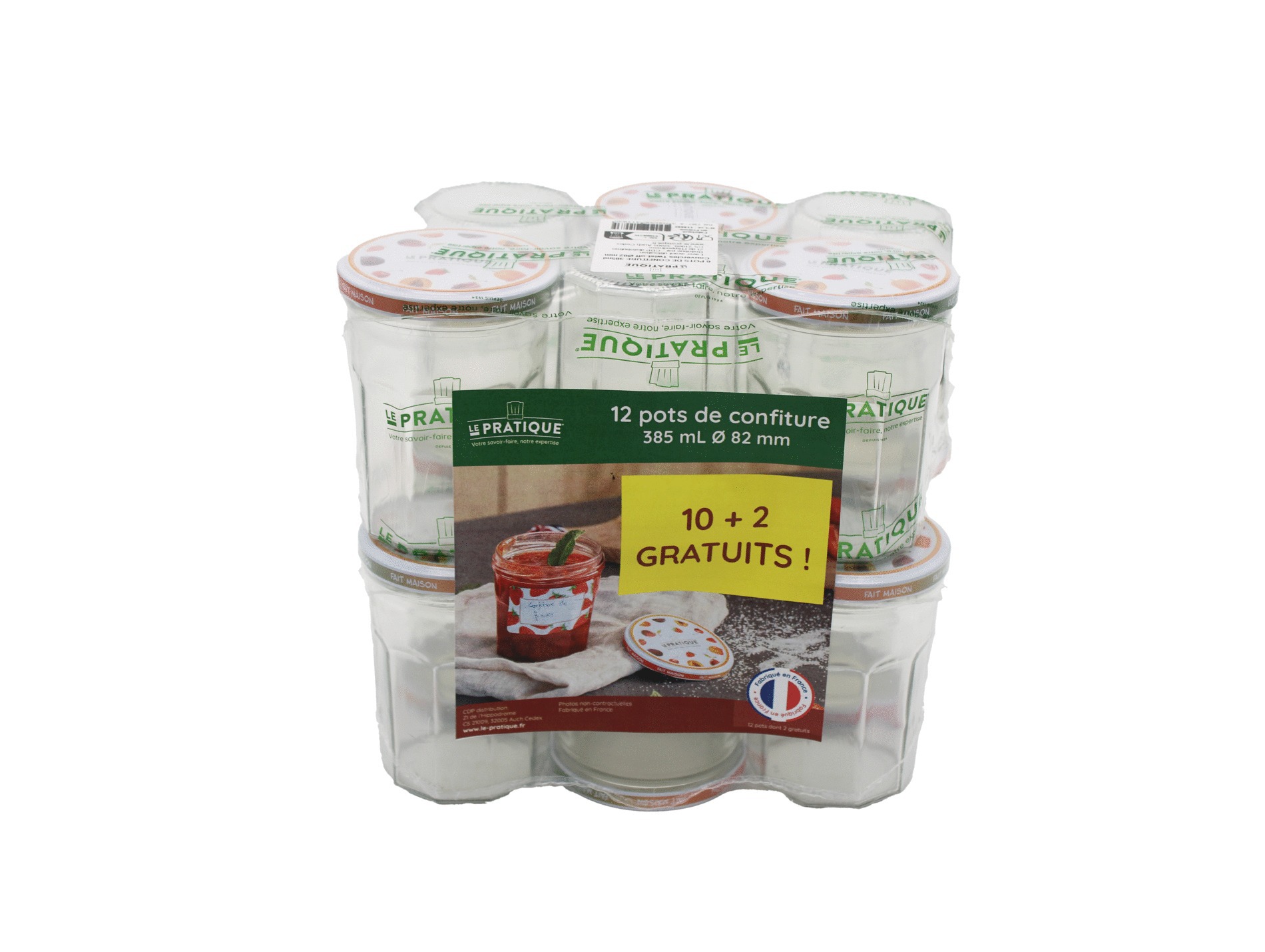 Pots de confiture LE PRATIQUE 385ml x10+2
