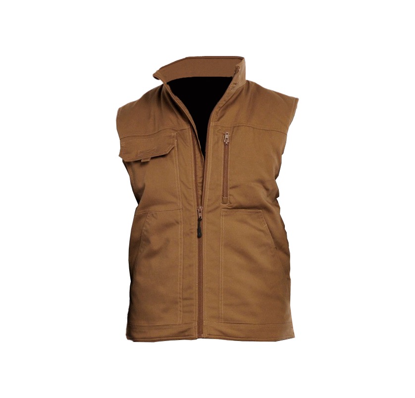 Veste sans manche de travail PBV Sam matelassée camel