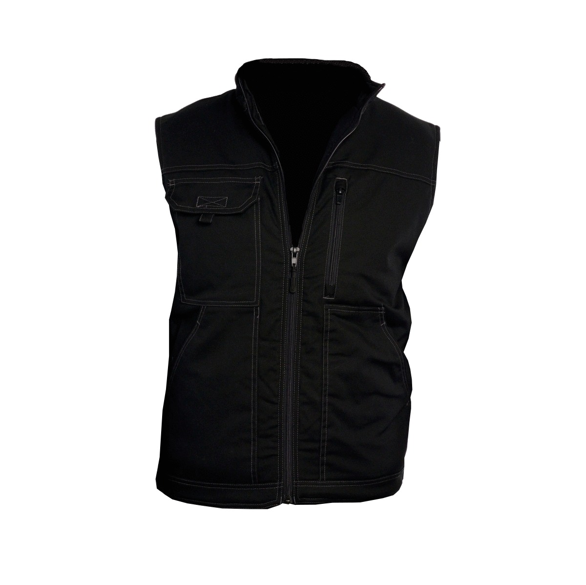 Veste sans manche de travail PBV Sam matelassée noir