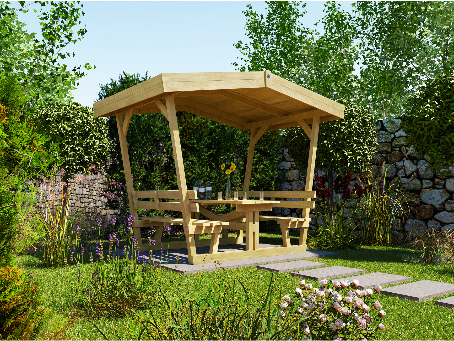 Table et tonnelle autoportante LASITA picnic 6,09m²