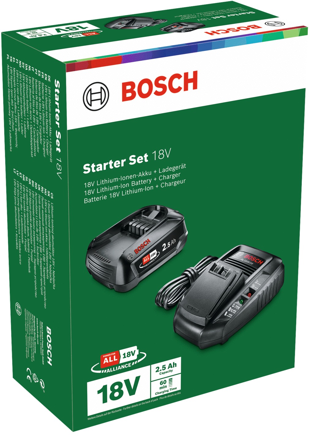 Starter set BOSCH 18v 2,5ah + chargeur rapide AL1830CV