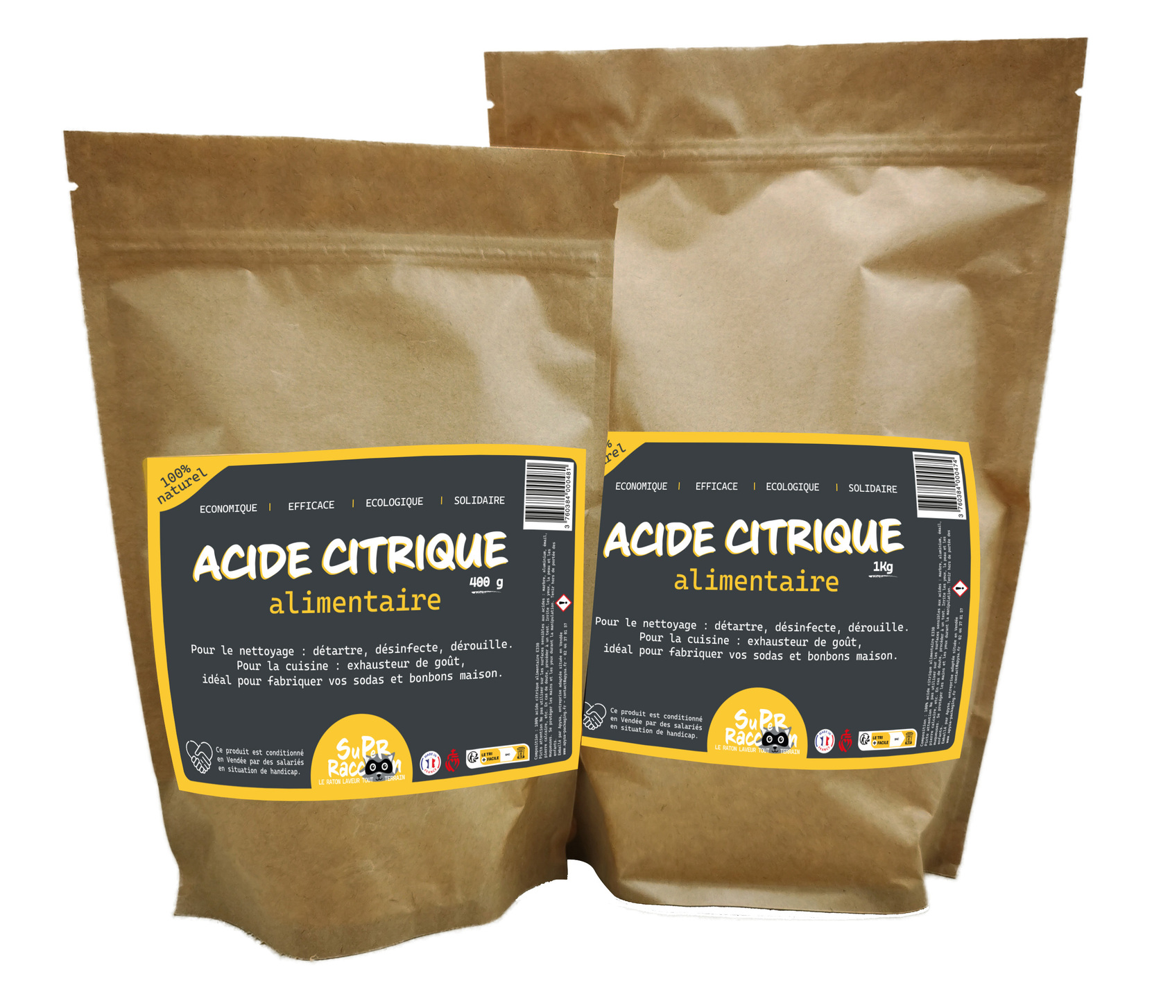 Acide citrique ménager SUPER RACCOON sac 1kg