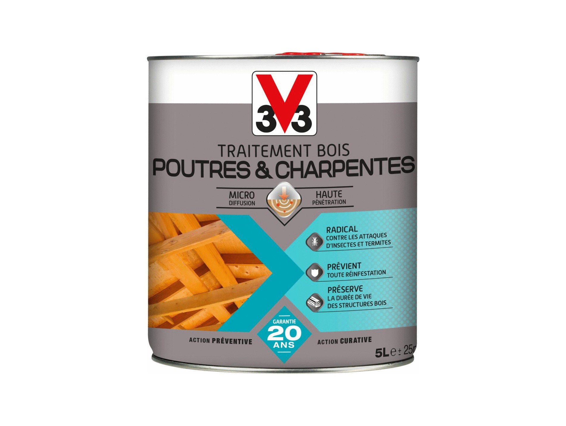 Traitement du bois V33 poutres et charpentes 1L