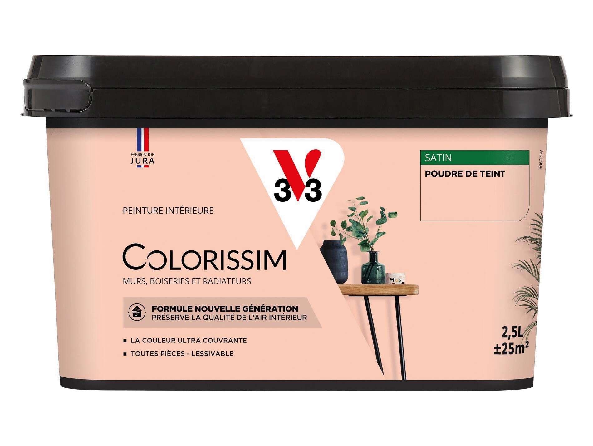 Peinture intérieure V33 murs/bois vapeur pêche satin 75ml