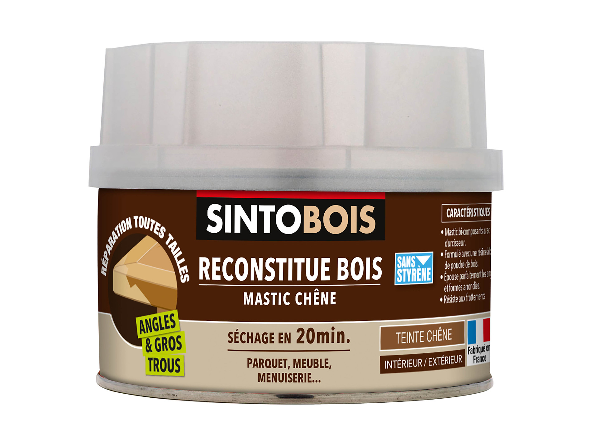 Traitement du bois SINTO mastic chêne 500ml