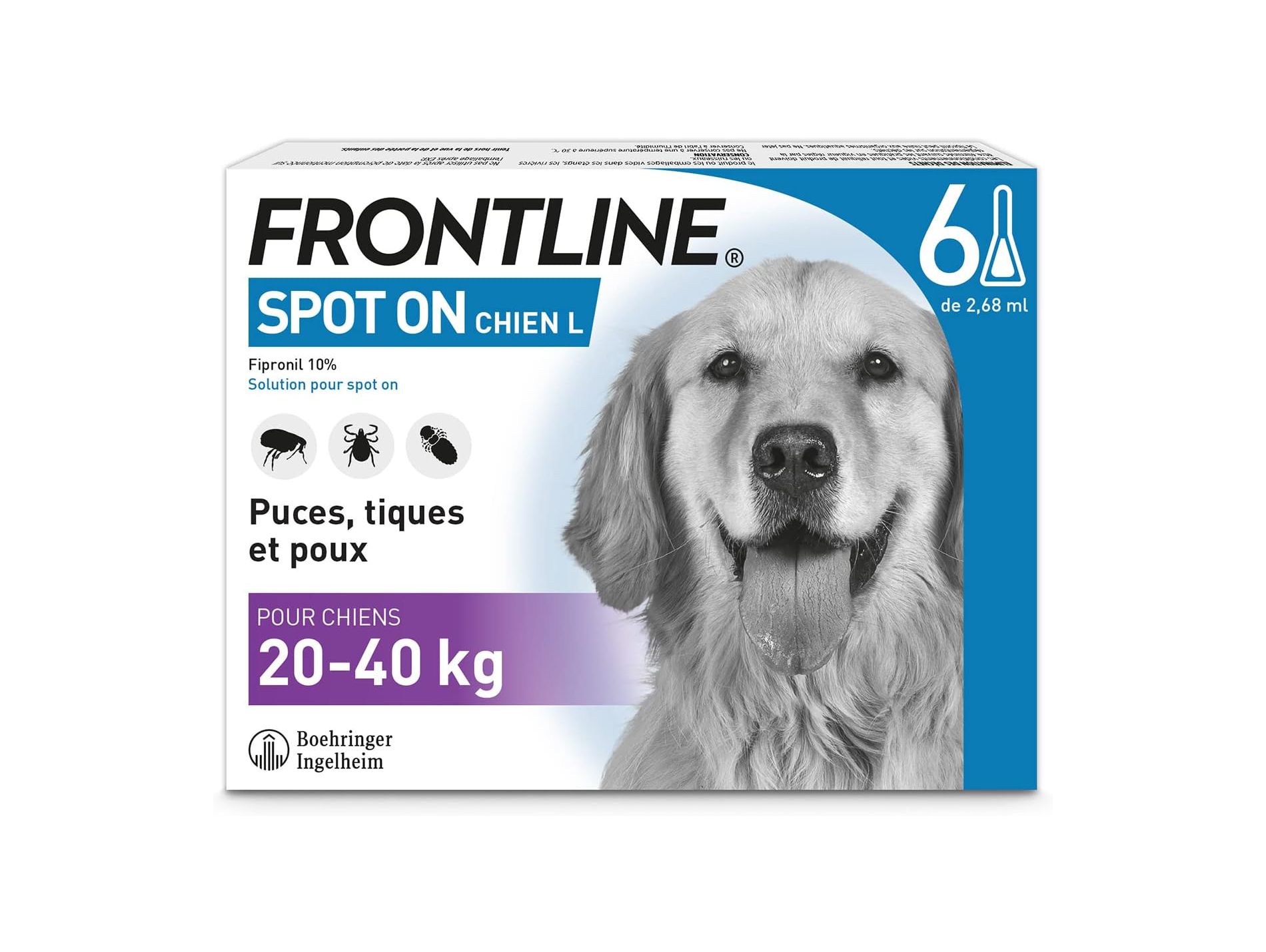 Frontline Spot-on chien 20-40kg 6 pipettes