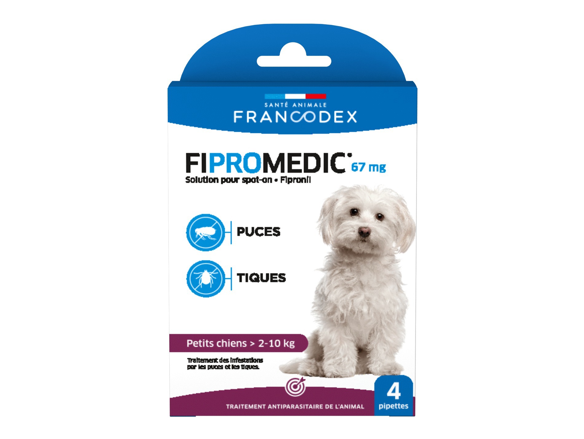 Pipettes antiparasitaires FRANCODEX petit chien x4