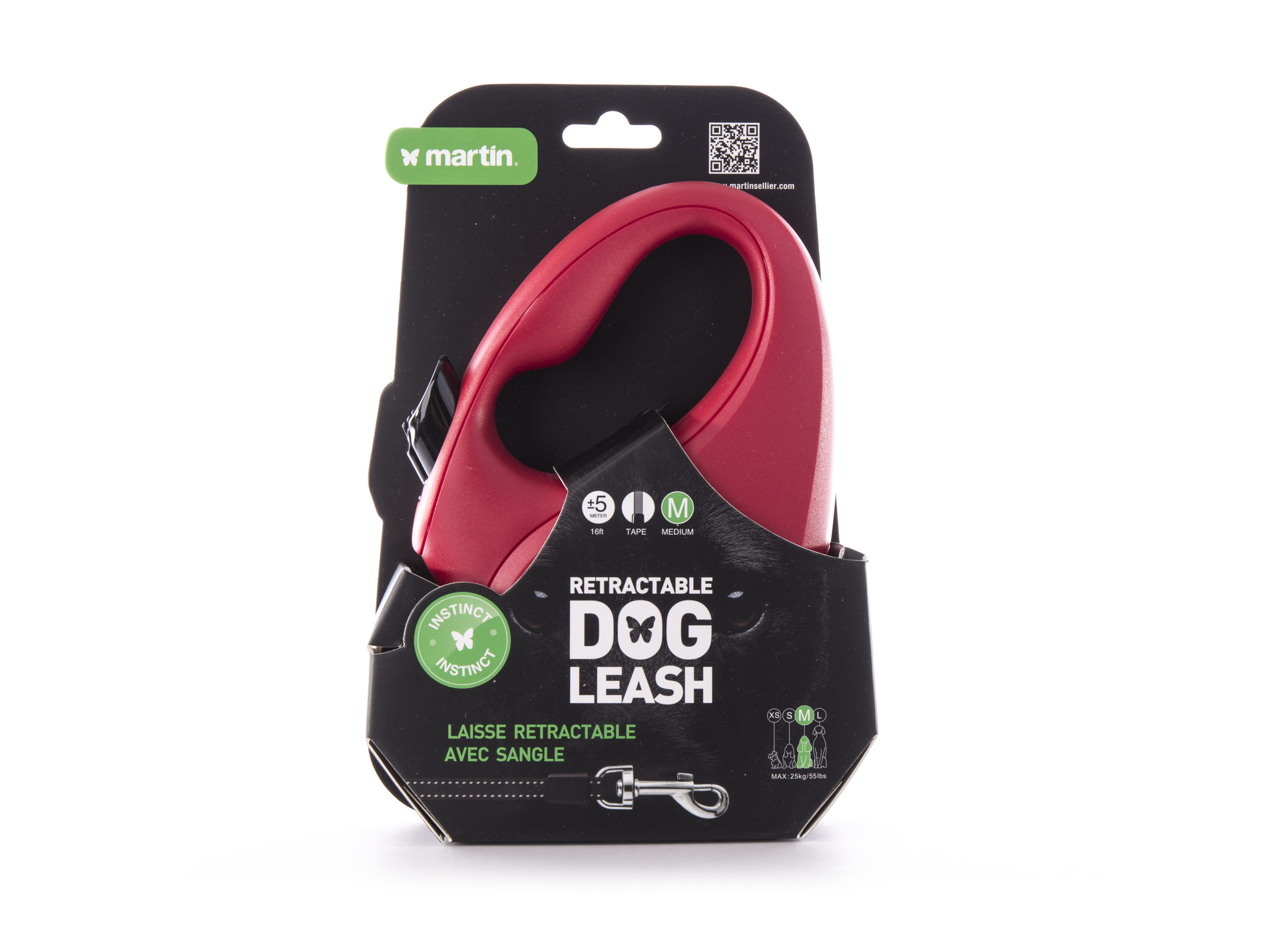 Laisse MARTIN SELLIER Instinct sangle M 5m rouge